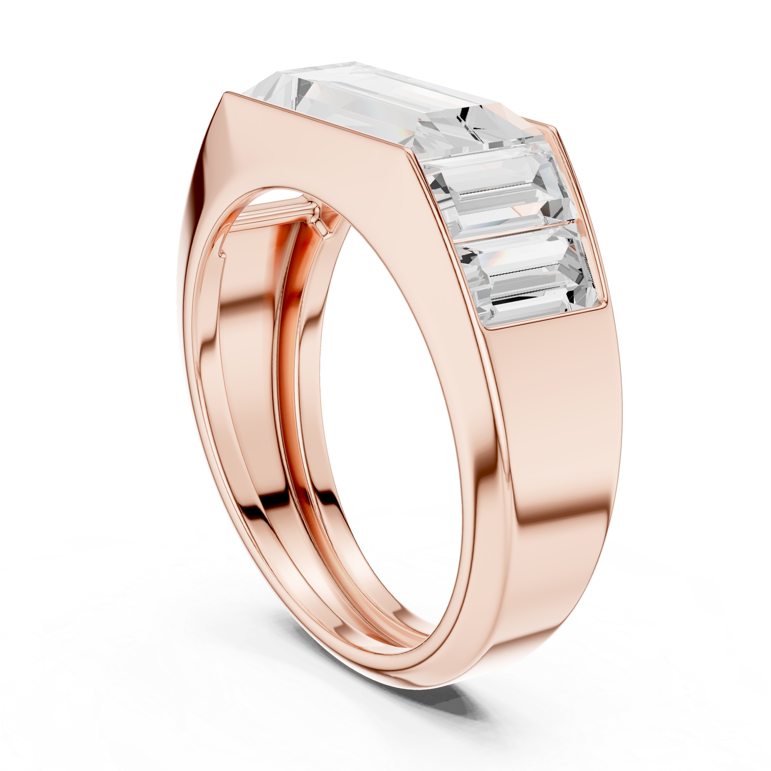 Baguette Cut Diamond Channel Set Wide Band Ring with Bold Elegance