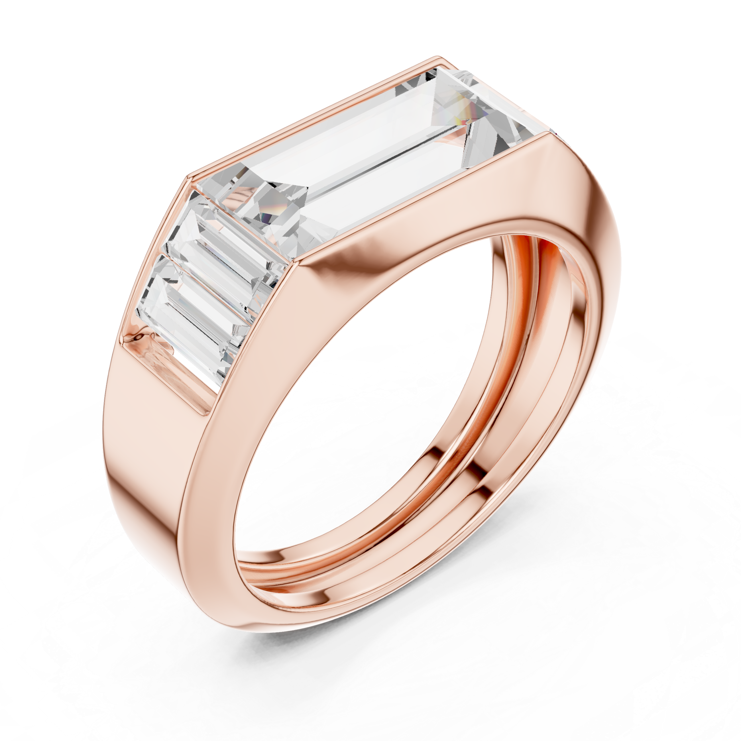 Baguette Cut Diamond Channel Set Wide Band Ring with Bold Elegance