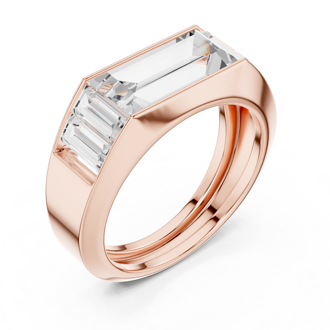 Baguette Cut Diamond Channel Set Wide Band Ring with Bold Elegance