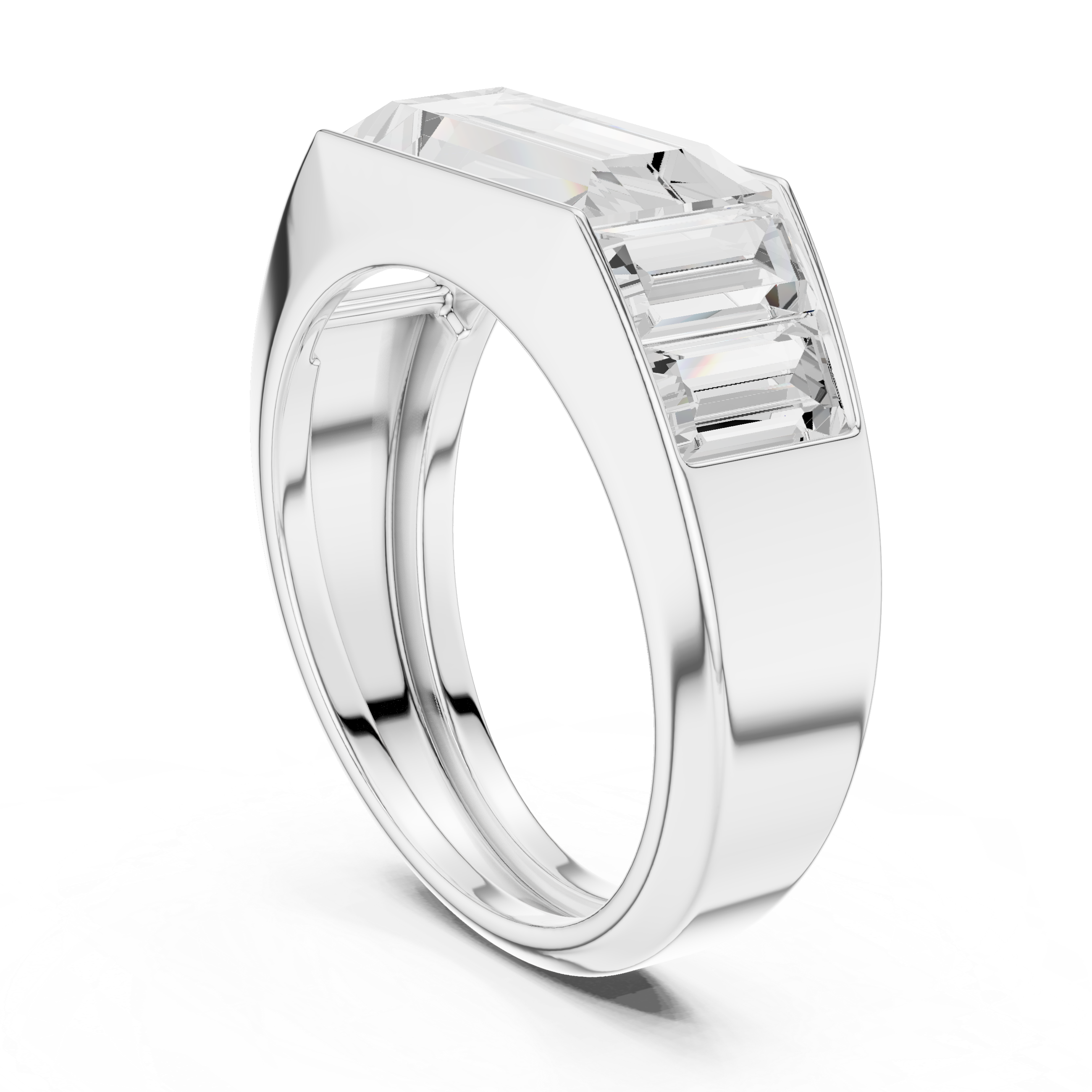 Baguette Cut Diamond Channel Set Wide Band Ring with Bold Elegance