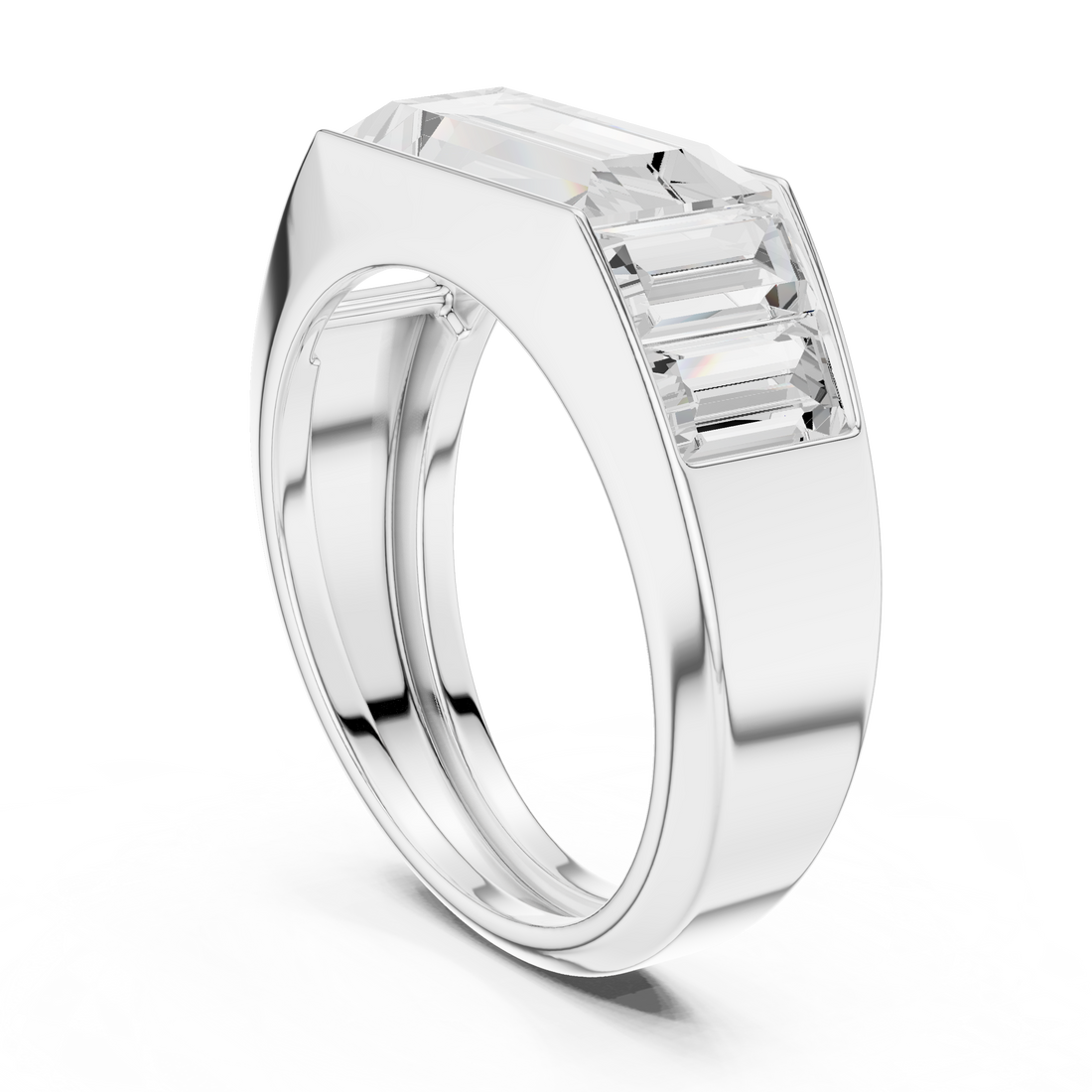 Baguette Cut Diamond Channel Set Wide Band Ring with Bold Elegance