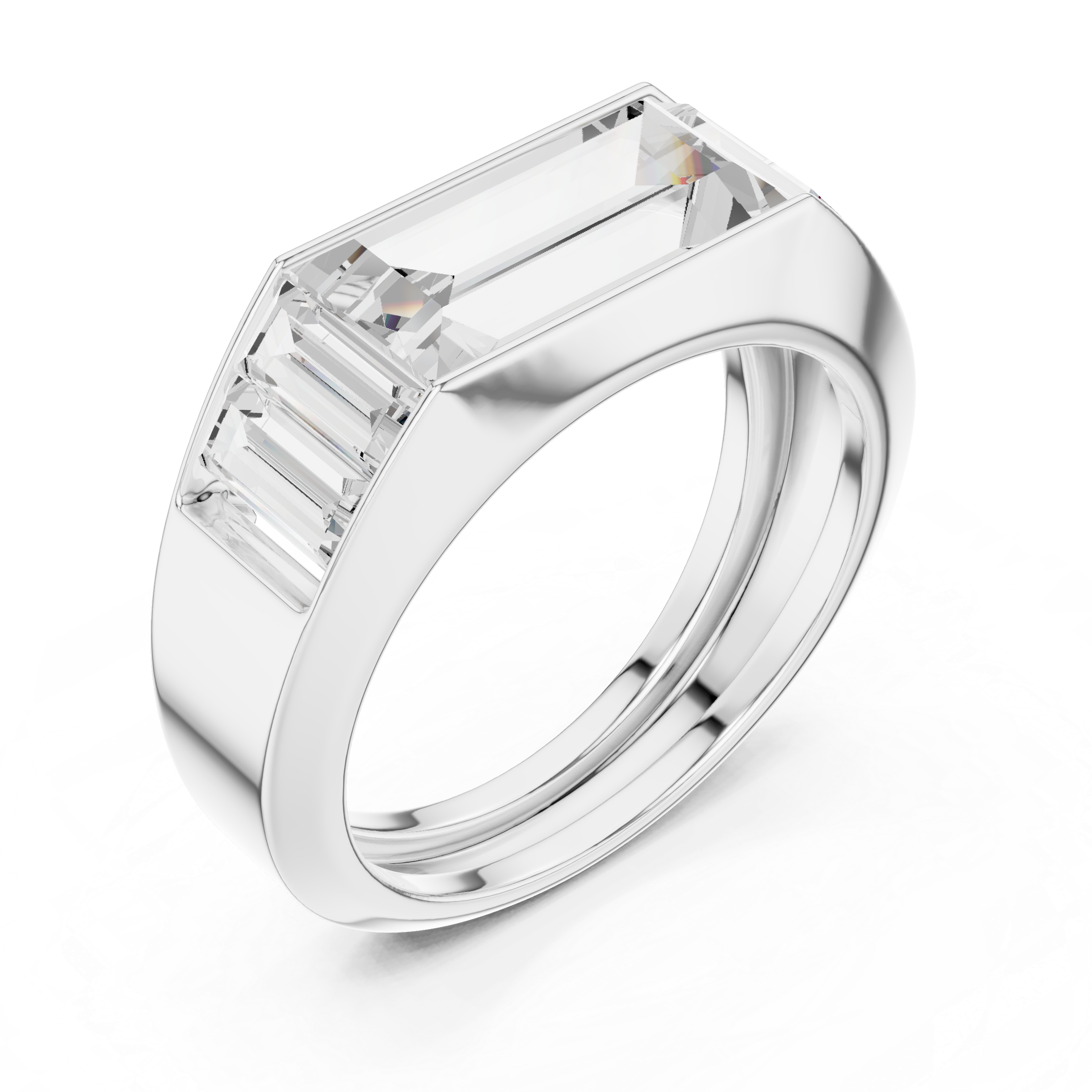Baguette Cut Diamond Channel Set Wide Band Ring with Bold Elegance