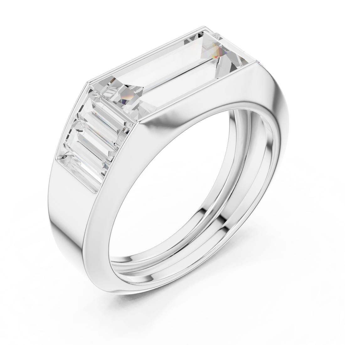 Baguette Cut Diamond Channel Set Wide Band Ring with Bold Elegance