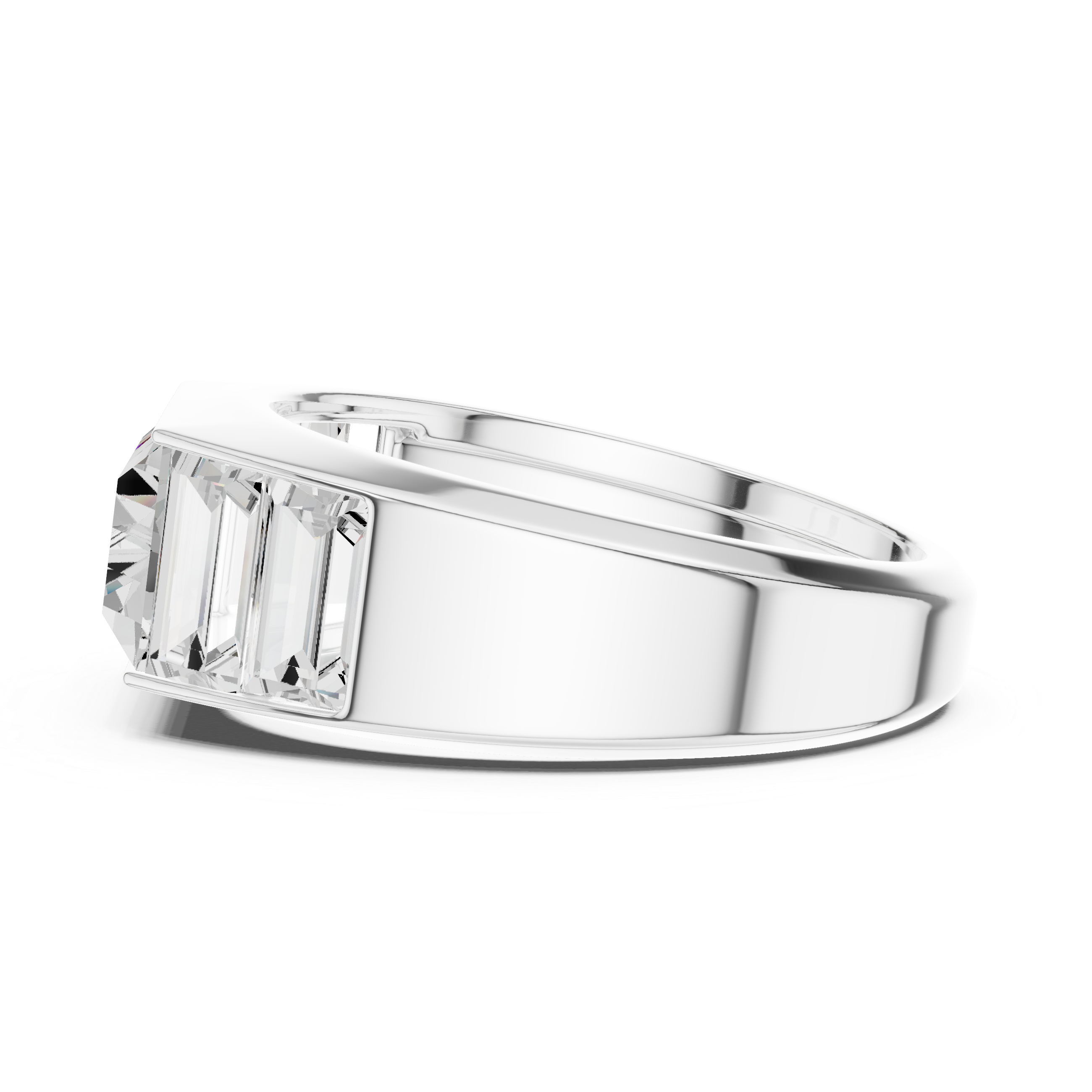 Baguette Cut Diamond Channel Set Wide Band Ring with Bold Elegance
