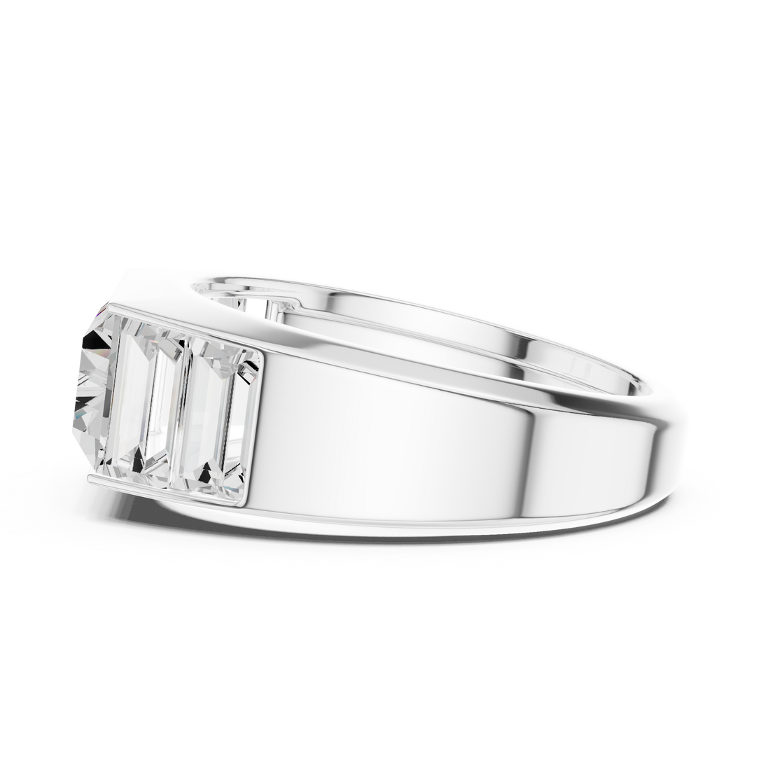 Baguette Cut Diamond Channel Set Wide Band Ring with Bold Elegance