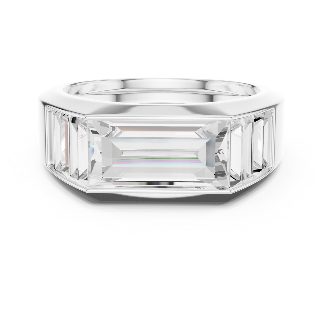 Baguette Cut Diamond Channel Set Wide Band Ring with Bold Elegance