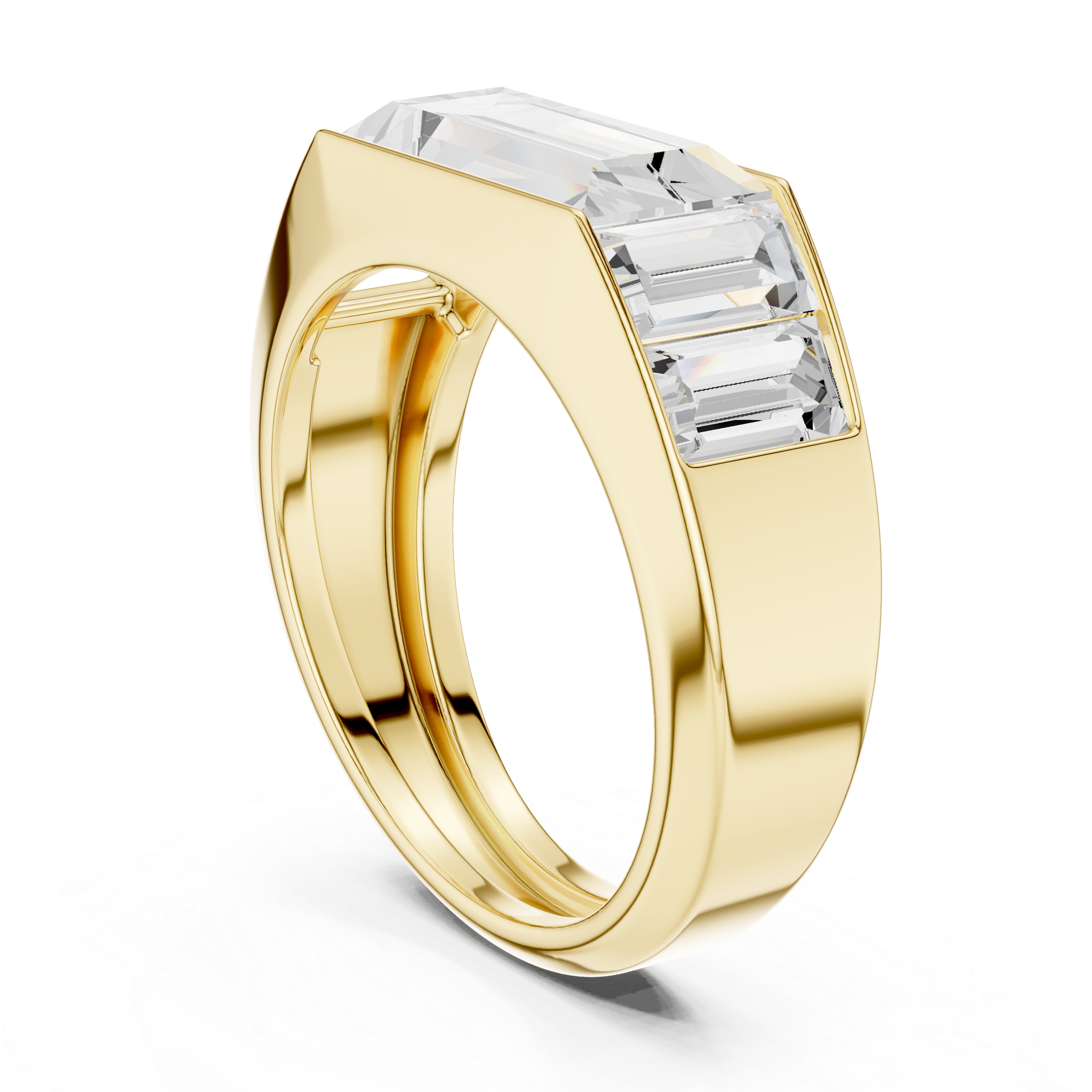 Baguette Cut Diamond Channel Set Wide Band Ring with Bold Elegance