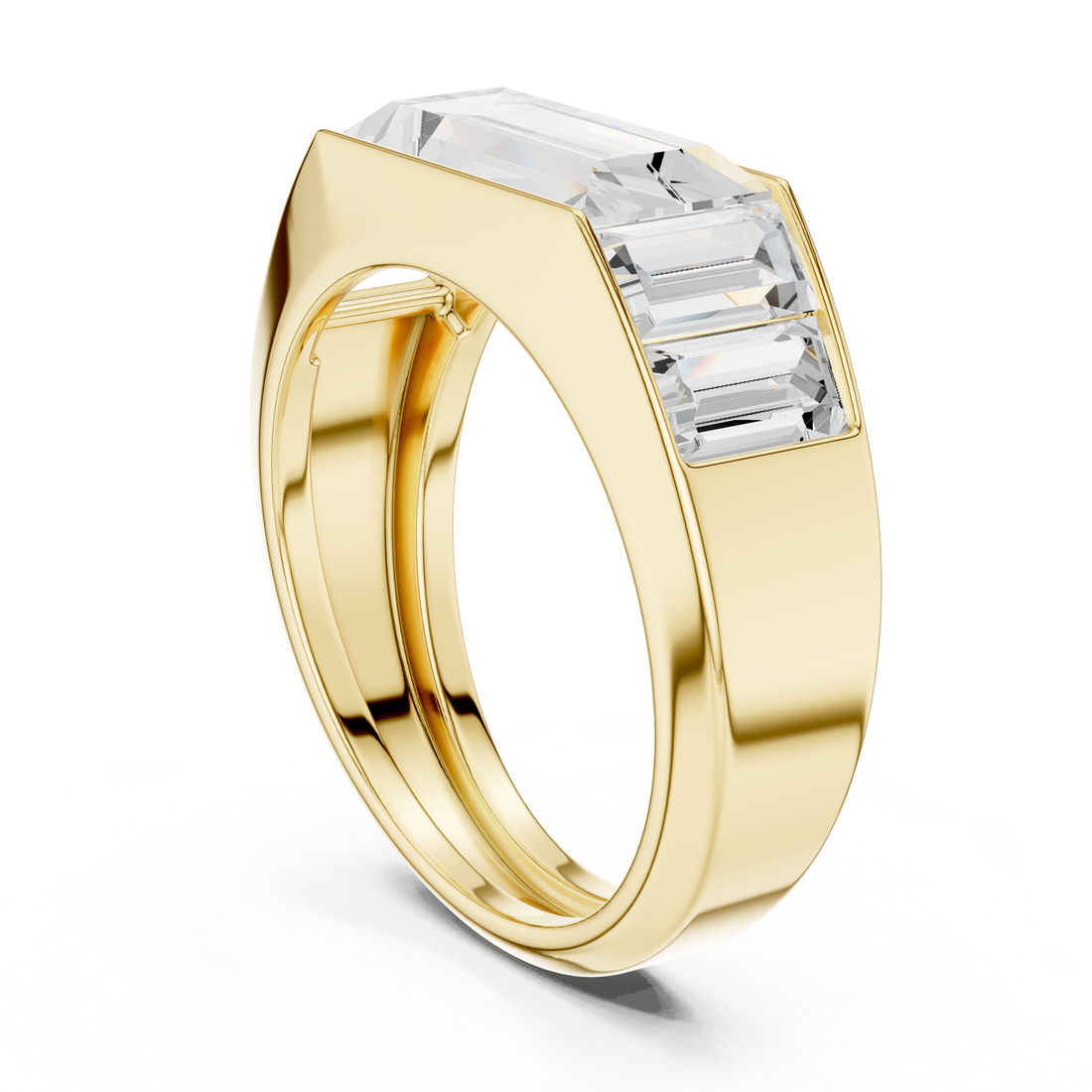 Baguette Cut Diamond Channel Set Wide Band Ring with Bold Elegance