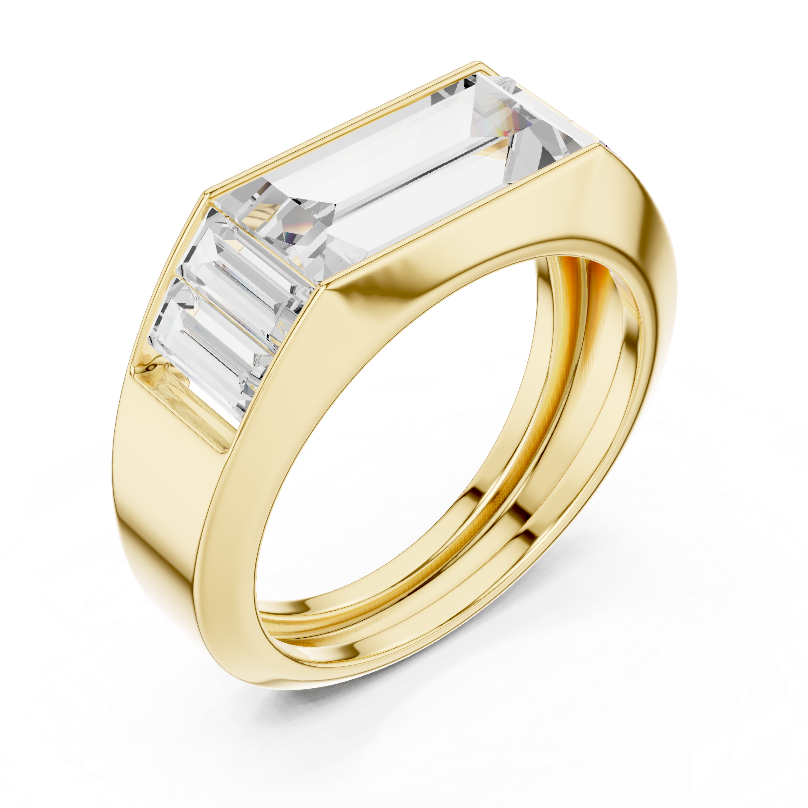 Baguette Cut Diamond Channel Set Wide Band Ring with Bold Elegance