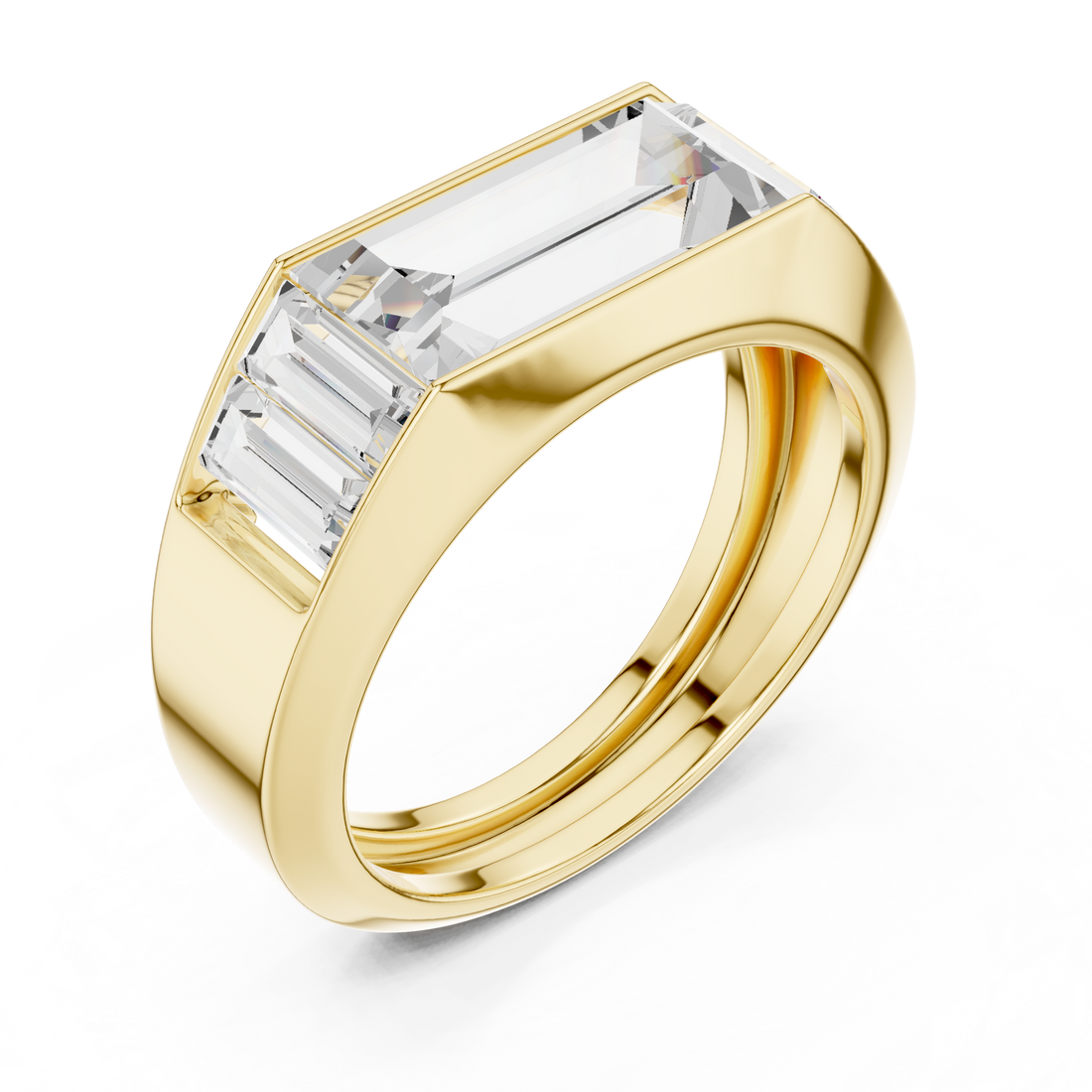 Baguette Cut Diamond Channel Set Wide Band Ring with Bold Elegance