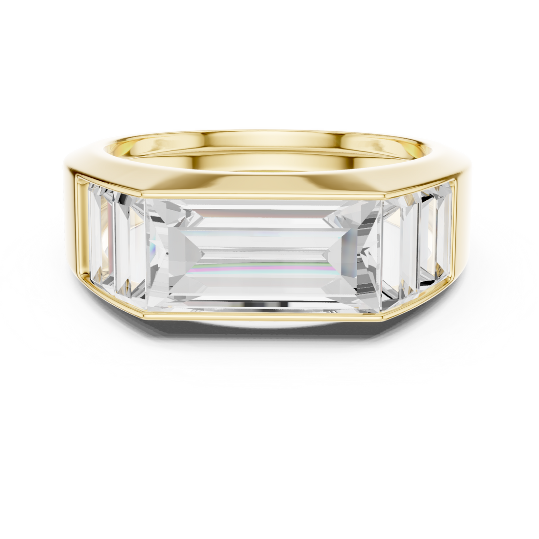 Baguette Cut Diamond Channel Set Wide Band Ring with Bold Elegance