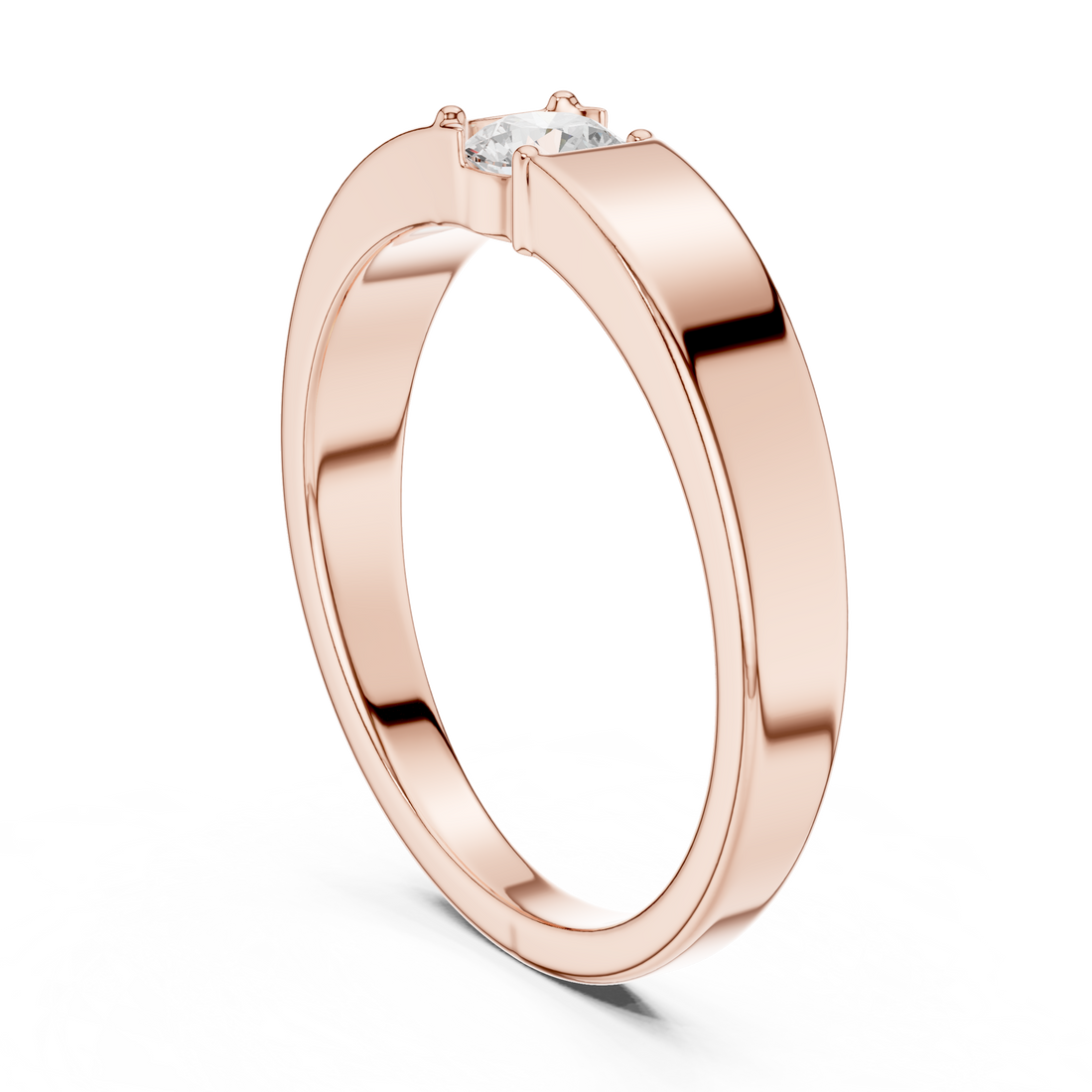 Round Cut Diamond Prong Solitaire Band Ring