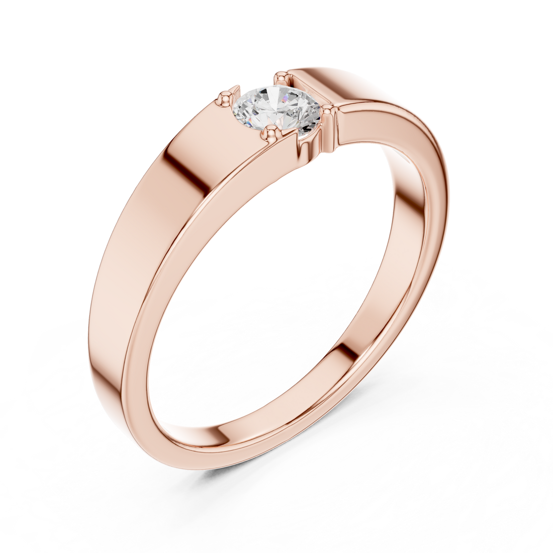 Round Cut Diamond Prong Solitaire Band Ring