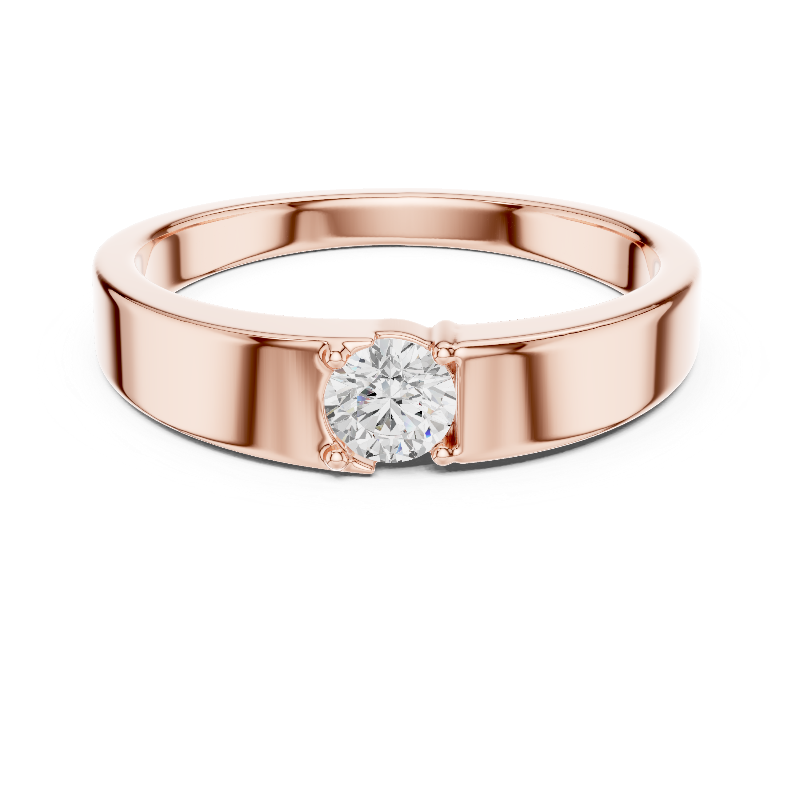 Round Cut Diamond Prong Solitaire Band Ring