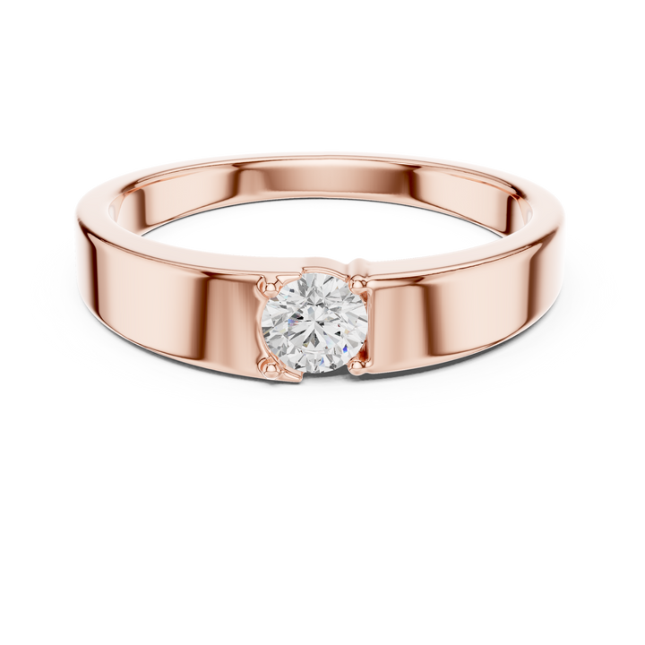 Round Cut Diamond Prong Solitaire Band Ring
