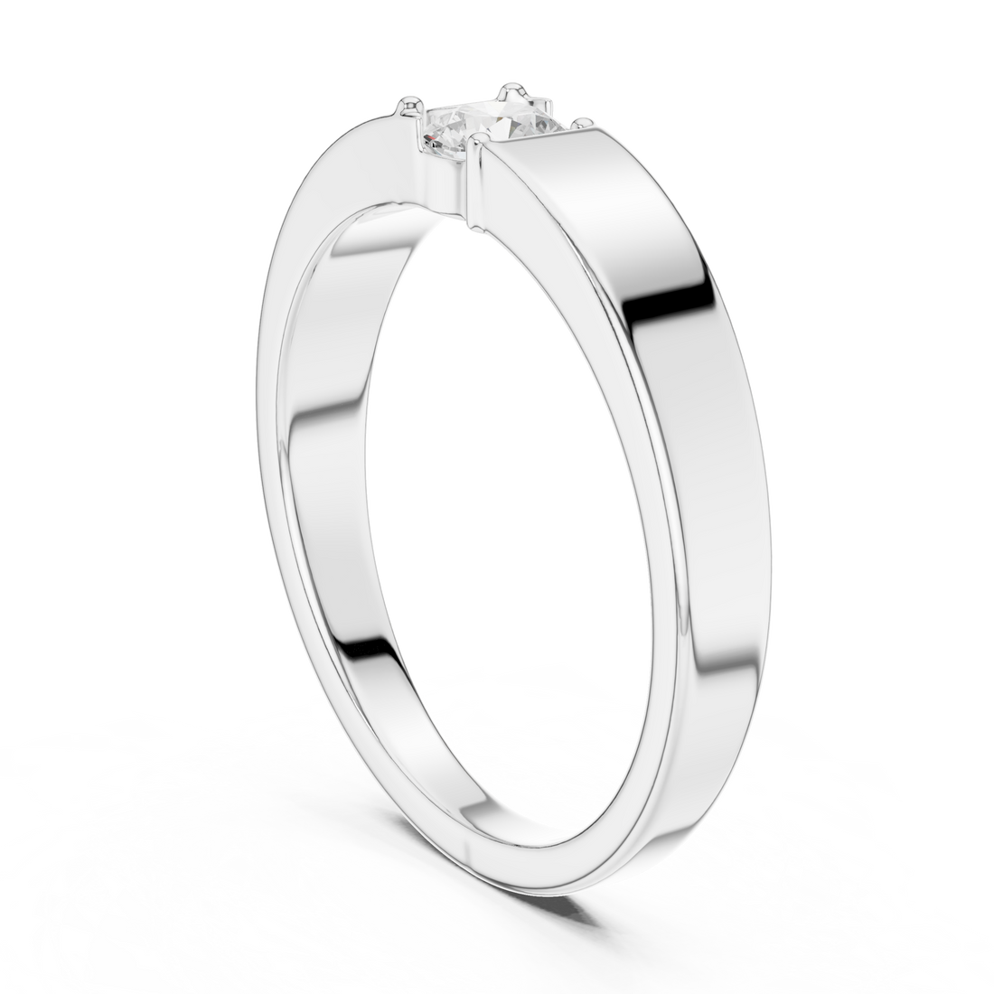 Round Cut Diamond Prong Solitaire Band Ring