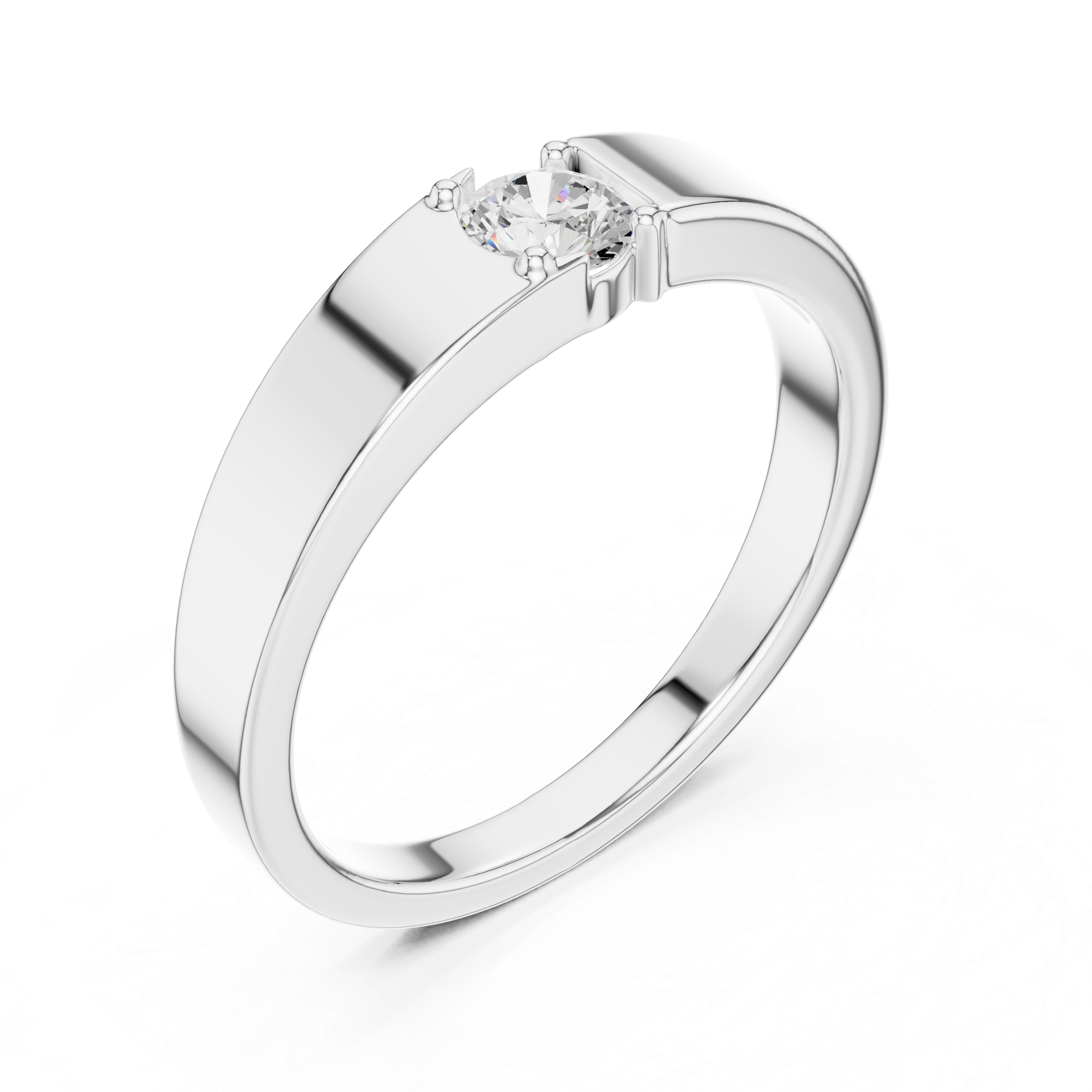 Round Cut Diamond Prong Solitaire Band Ring