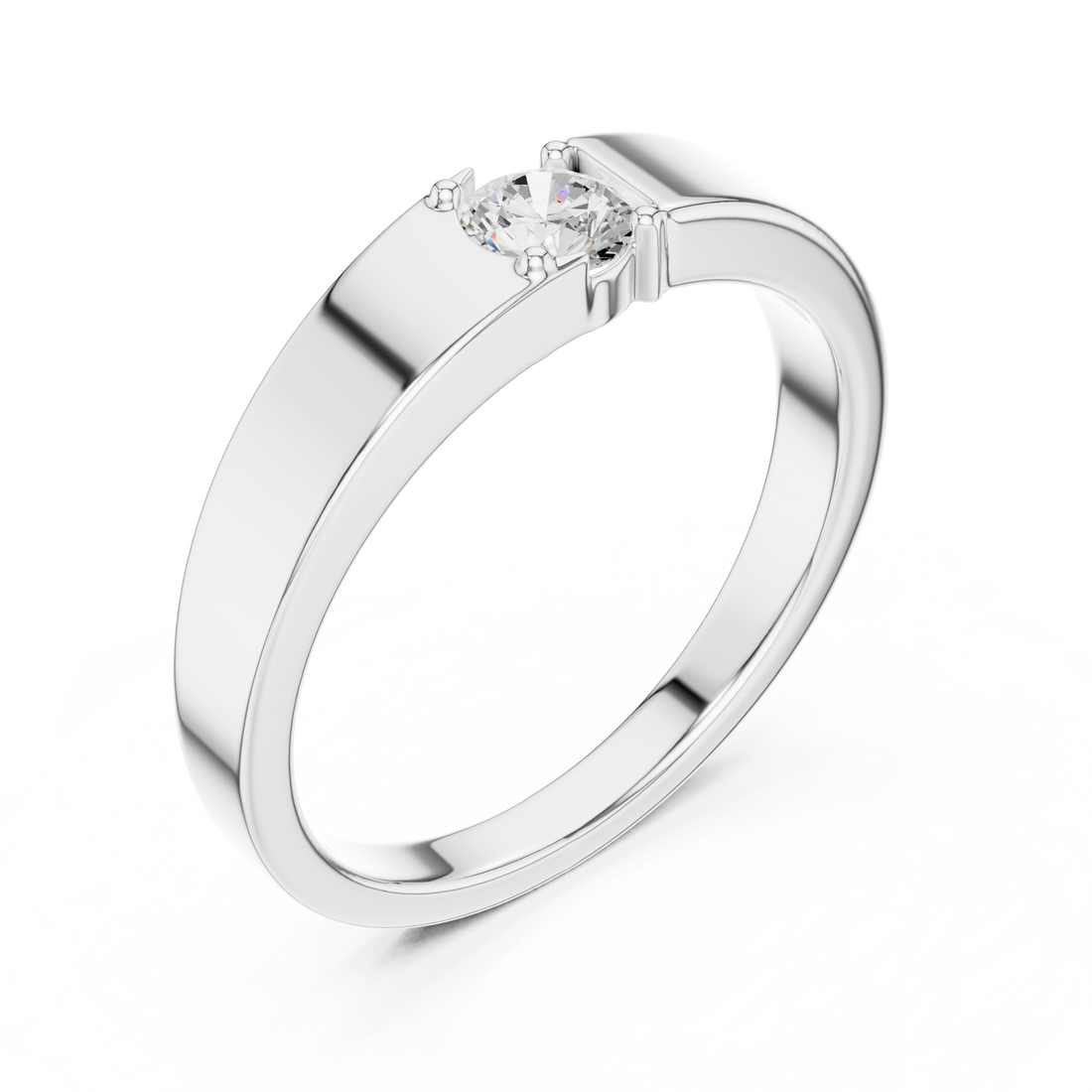 Round Cut Diamond Prong Solitaire Band Ring