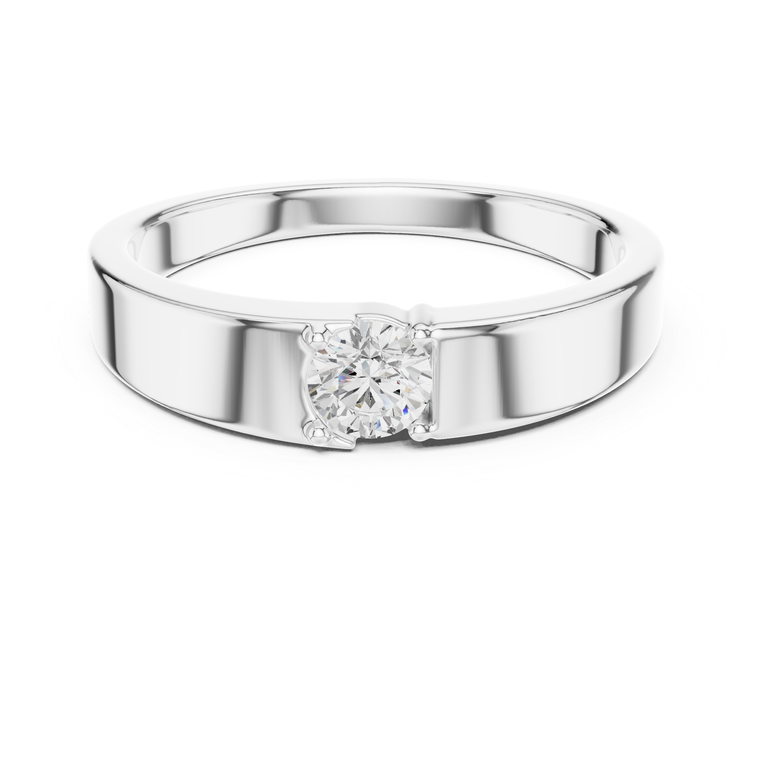 Round Cut Diamond Prong Solitaire Band Ring