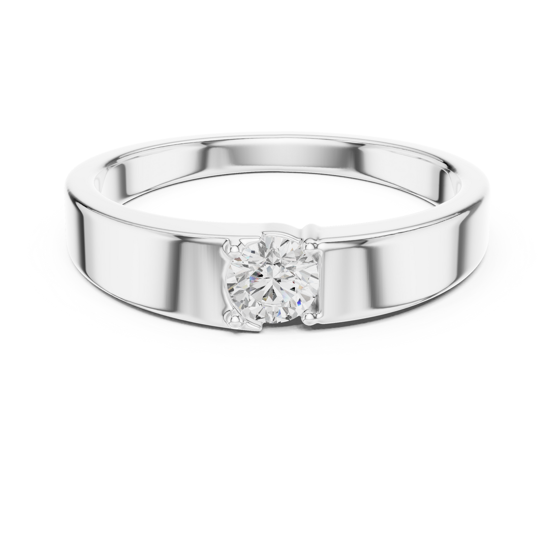 Round Cut Diamond Prong Solitaire Band Ring