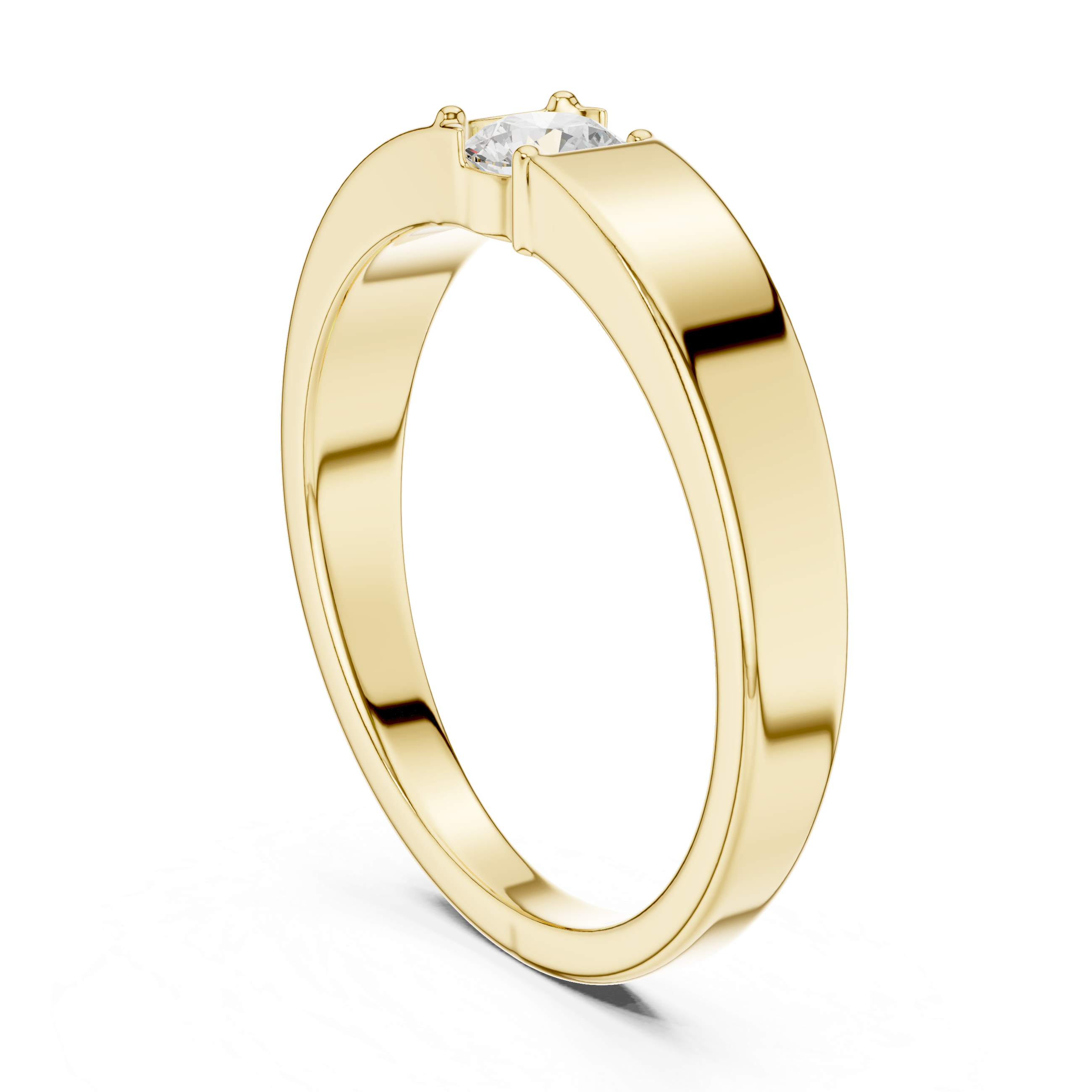 Round Cut Diamond Prong Solitaire Band Ring