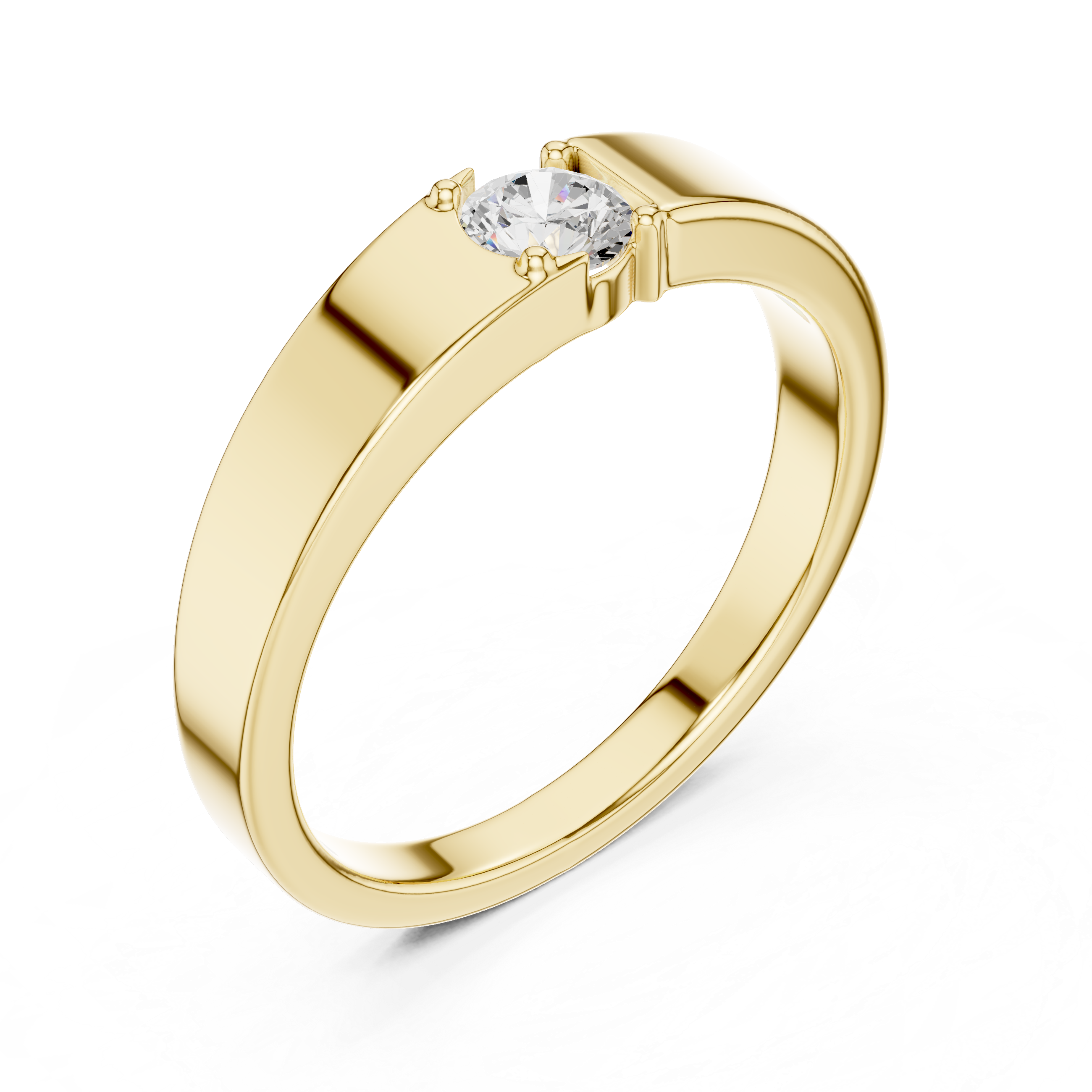Round Cut Diamond Prong Solitaire Band Ring
