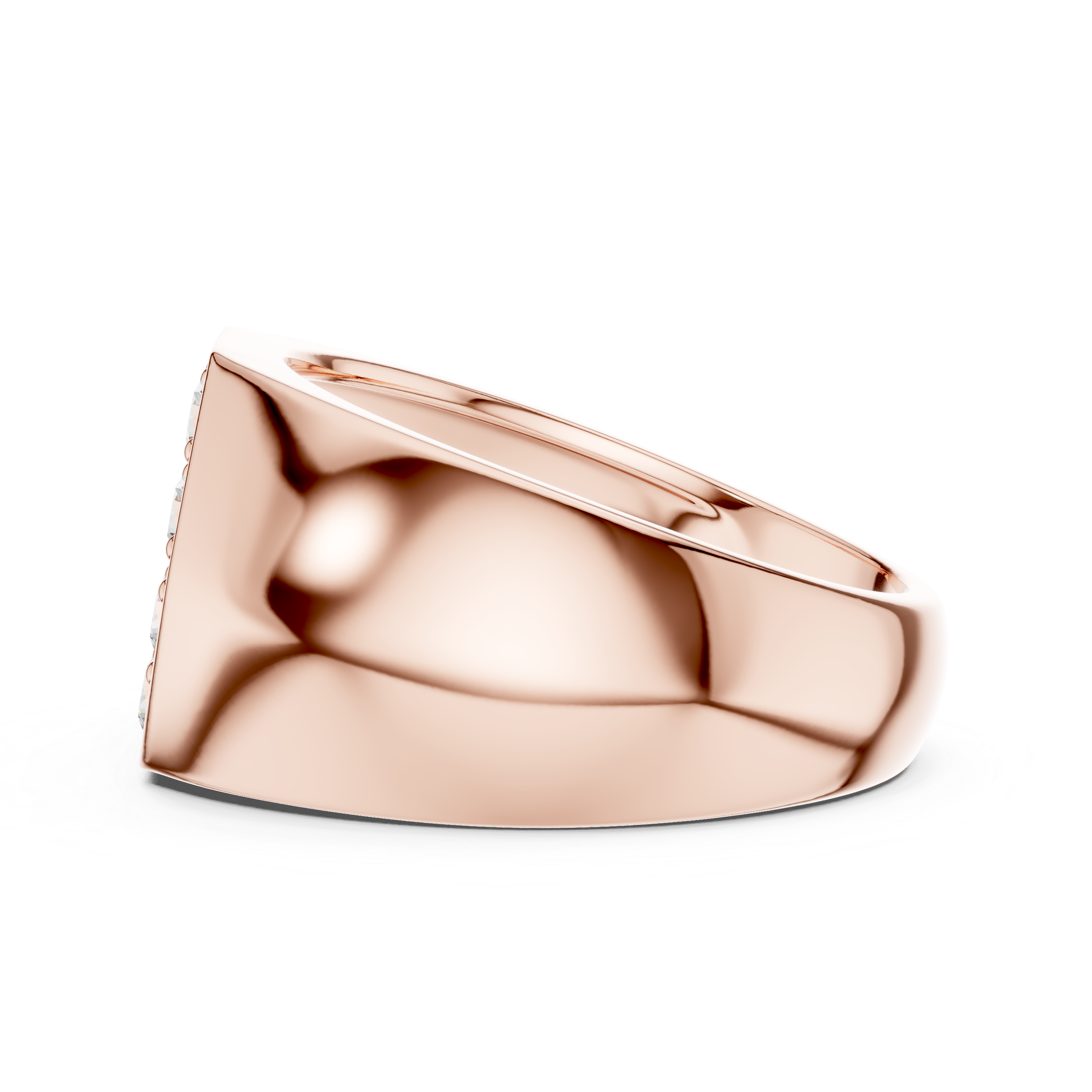 Round Cut Diamond Cluster Pavé Signet Style Ring with Octagonal Top Design