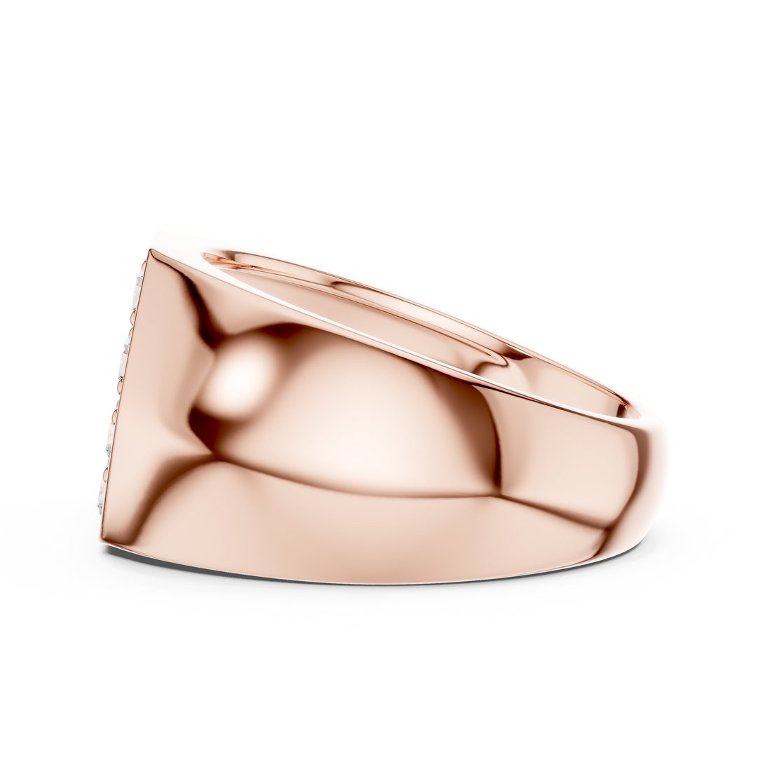Round Cut Diamond Cluster Pavé Signet Style Ring with Octagonal Top Design