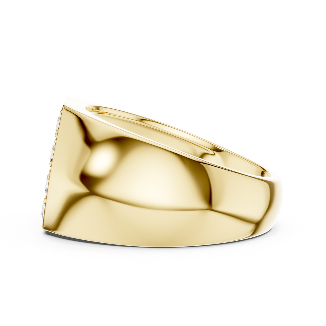 Round Cut Diamond Cluster Pavé Signet Style Ring with Octagonal Top Design