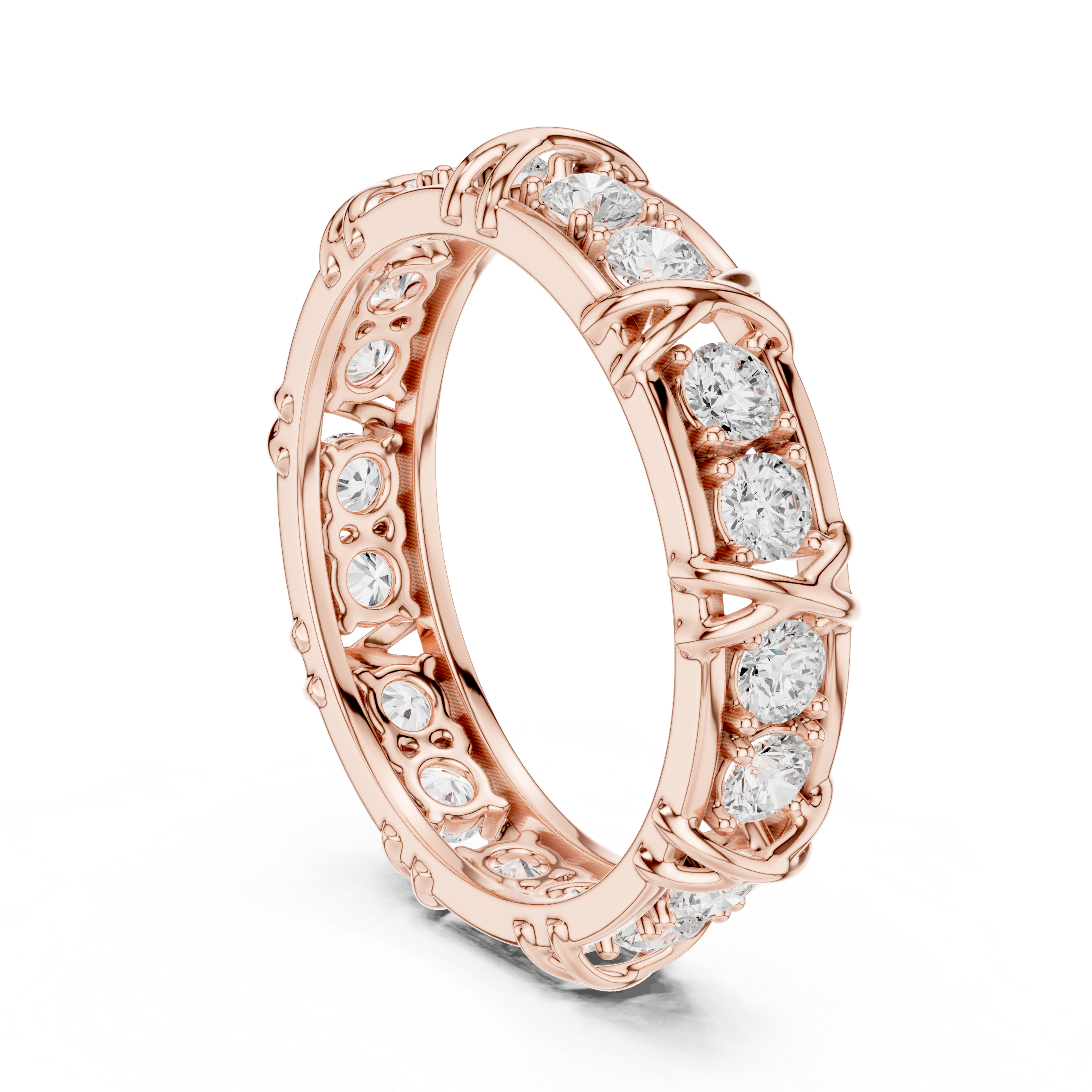 Round Cut Diamond Vintage Style Eternity Band Ring