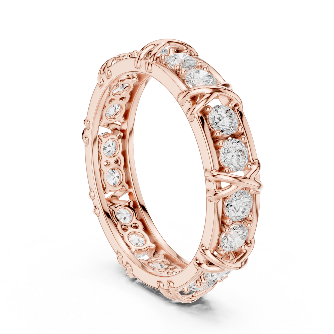 Round Cut Diamond Vintage Style Eternity Band Ring
