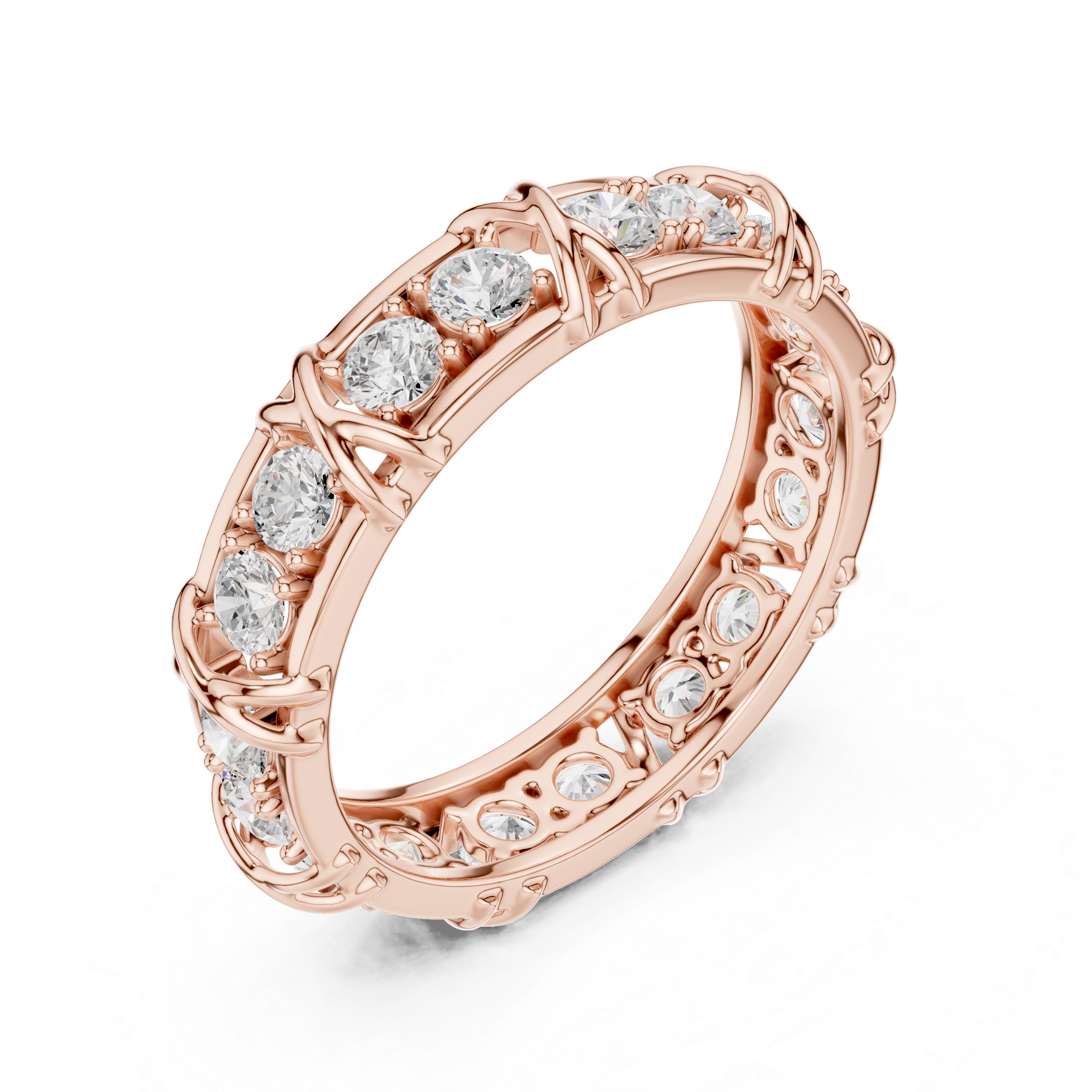 Round Cut Diamond Vintage Style Eternity Band Ring