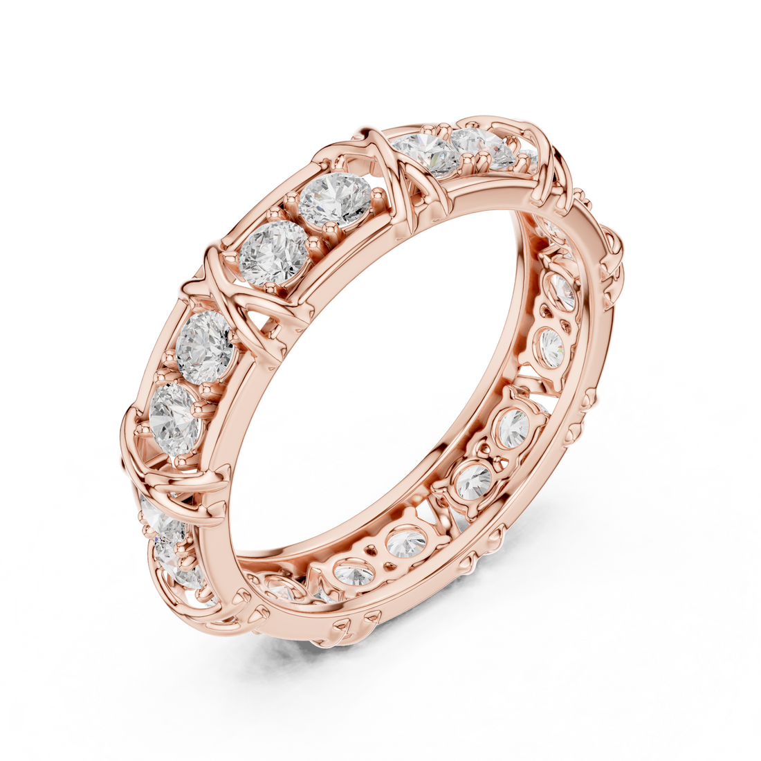 Round Cut Diamond Vintage Style Eternity Band Ring