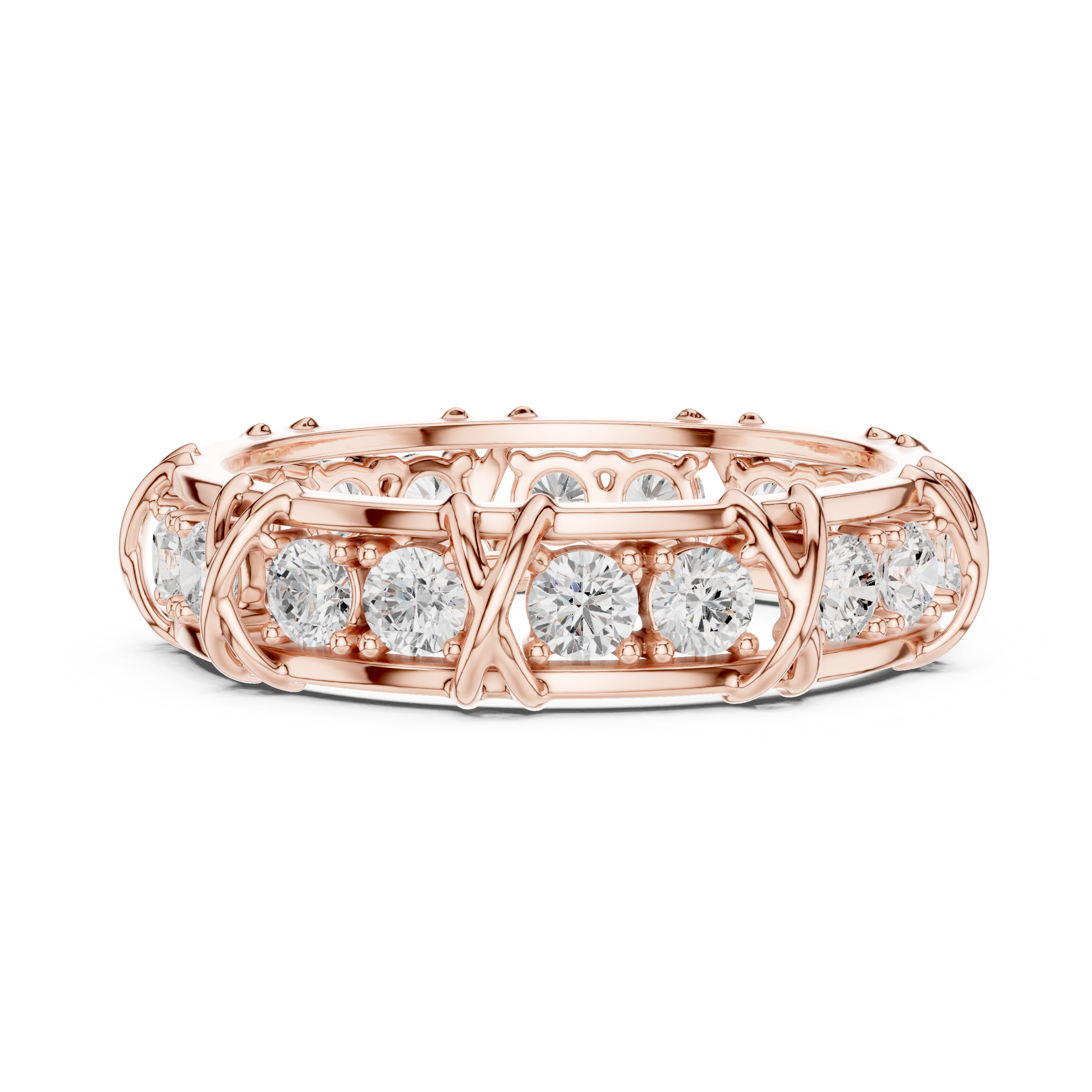 Round Cut Diamond Vintage Style Eternity Band Ring