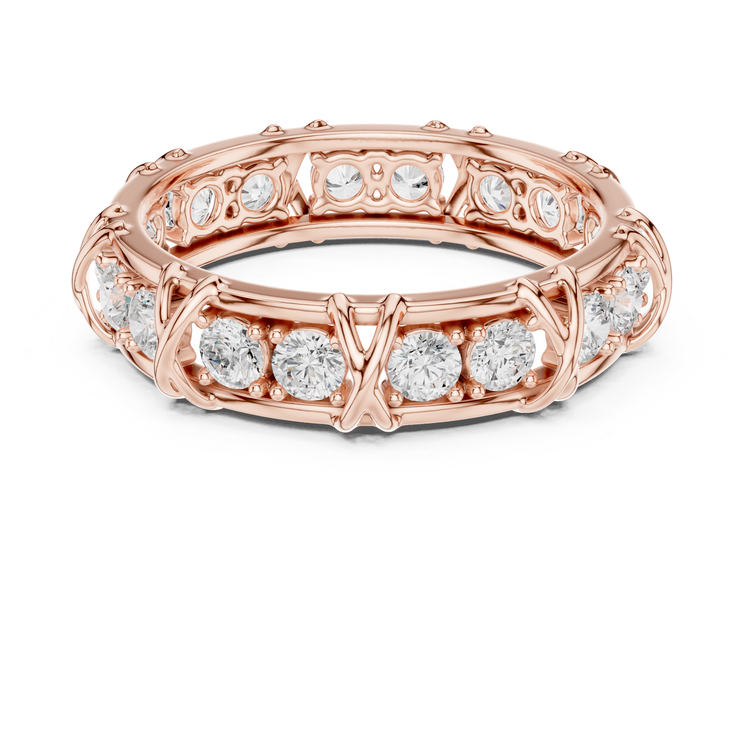 Round Cut Diamond Vintage Style Eternity Band Ring