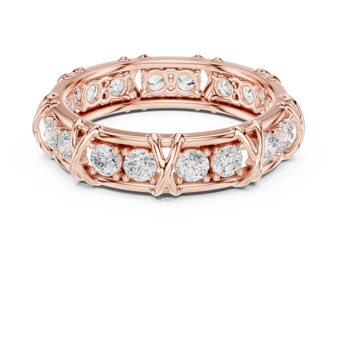 Round Cut Diamond Vintage Style Eternity Band Ring