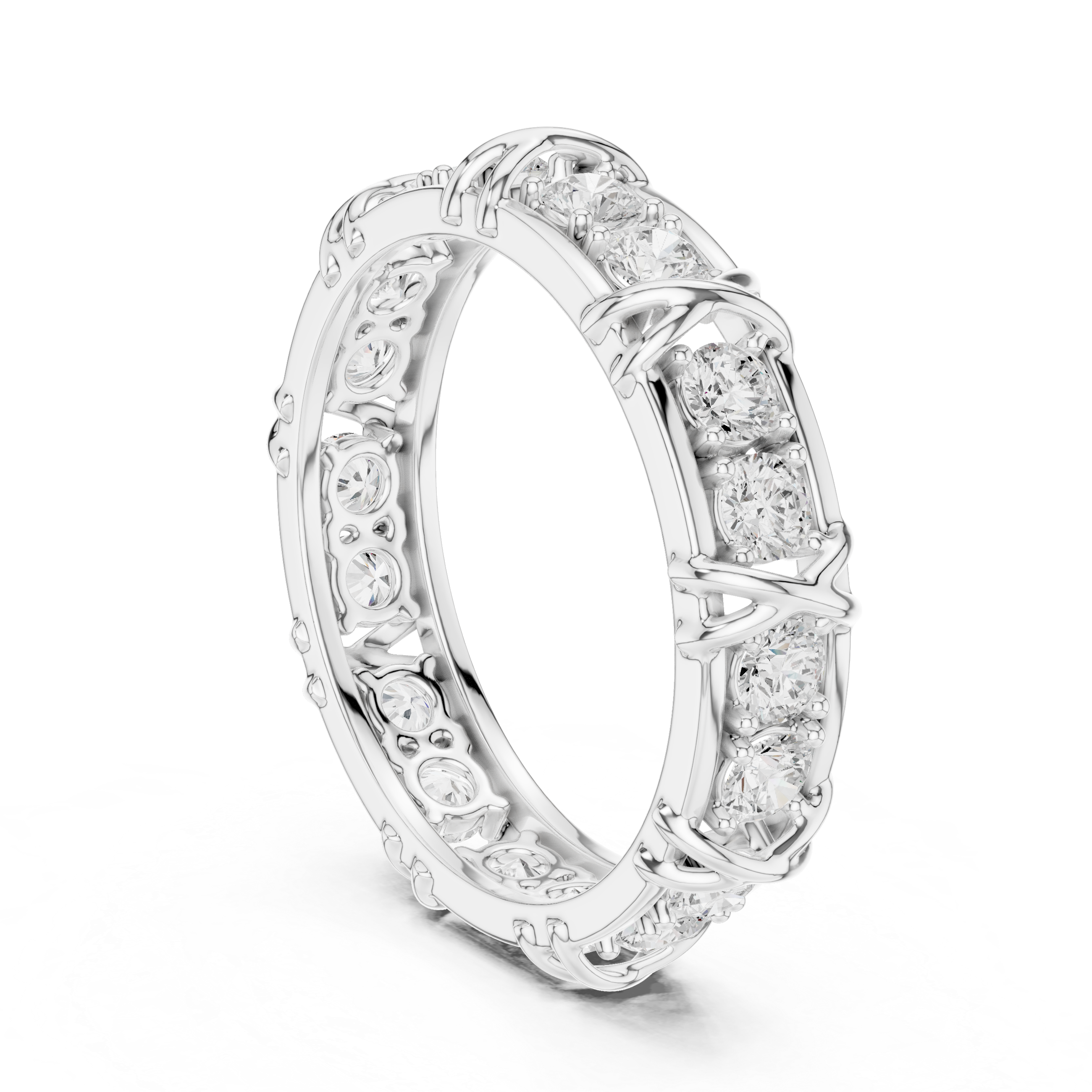 Round Cut Diamond Vintage Style Eternity Band Ring