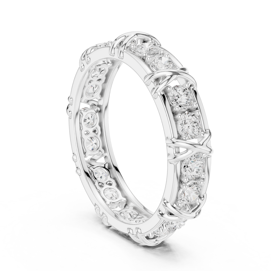 Round Cut Diamond Vintage Style Eternity Band Ring