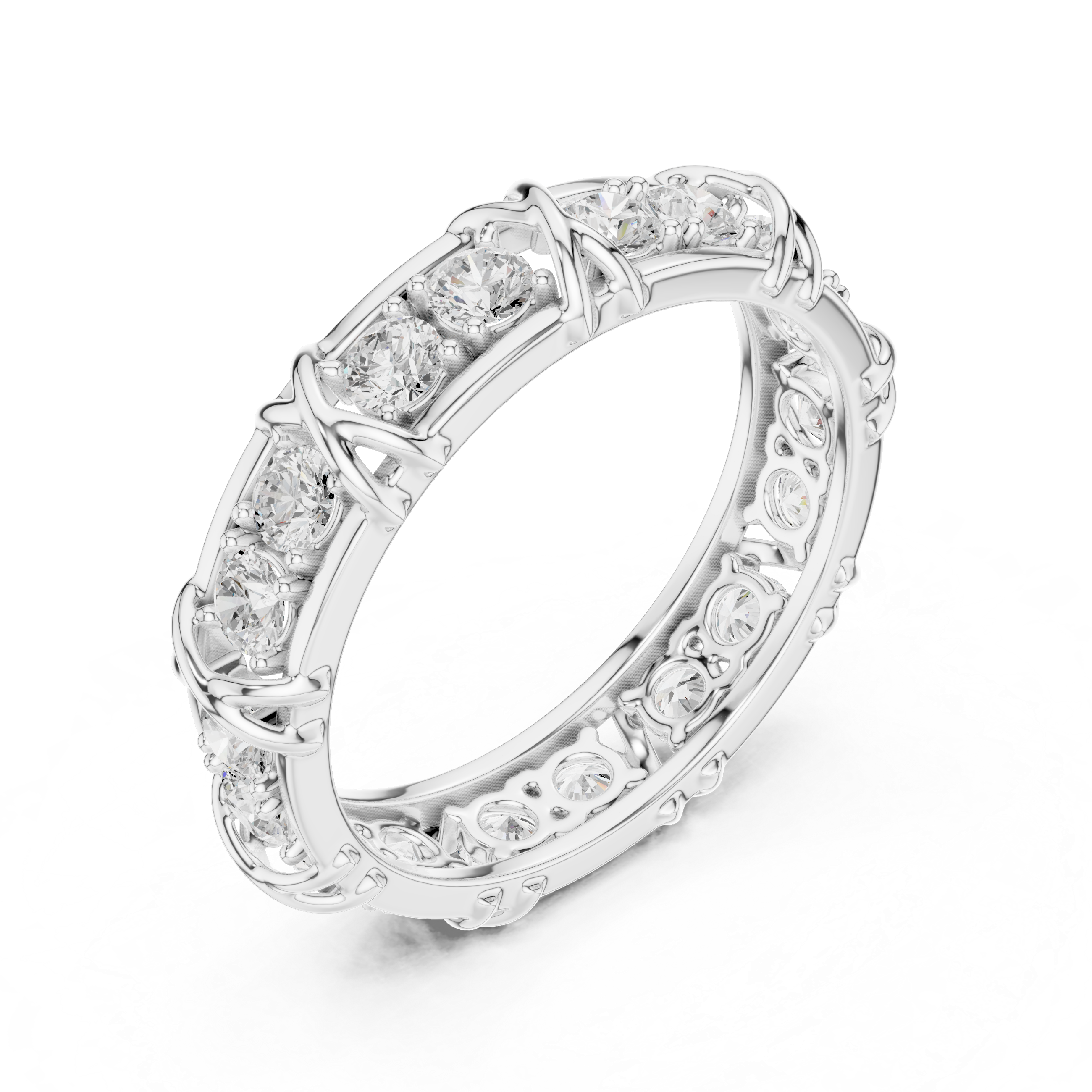 Round Cut Diamond Vintage Style Eternity Band Ring