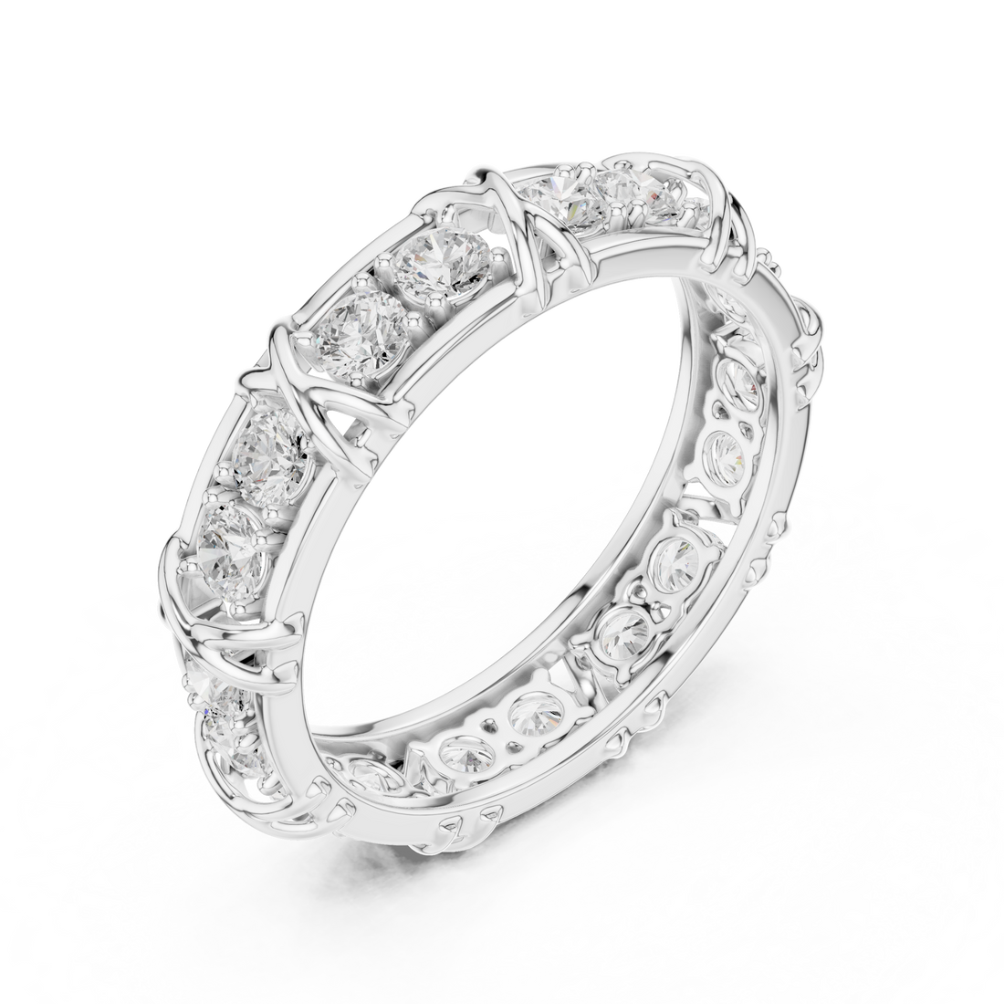 Round Cut Diamond Vintage Style Eternity Band Ring