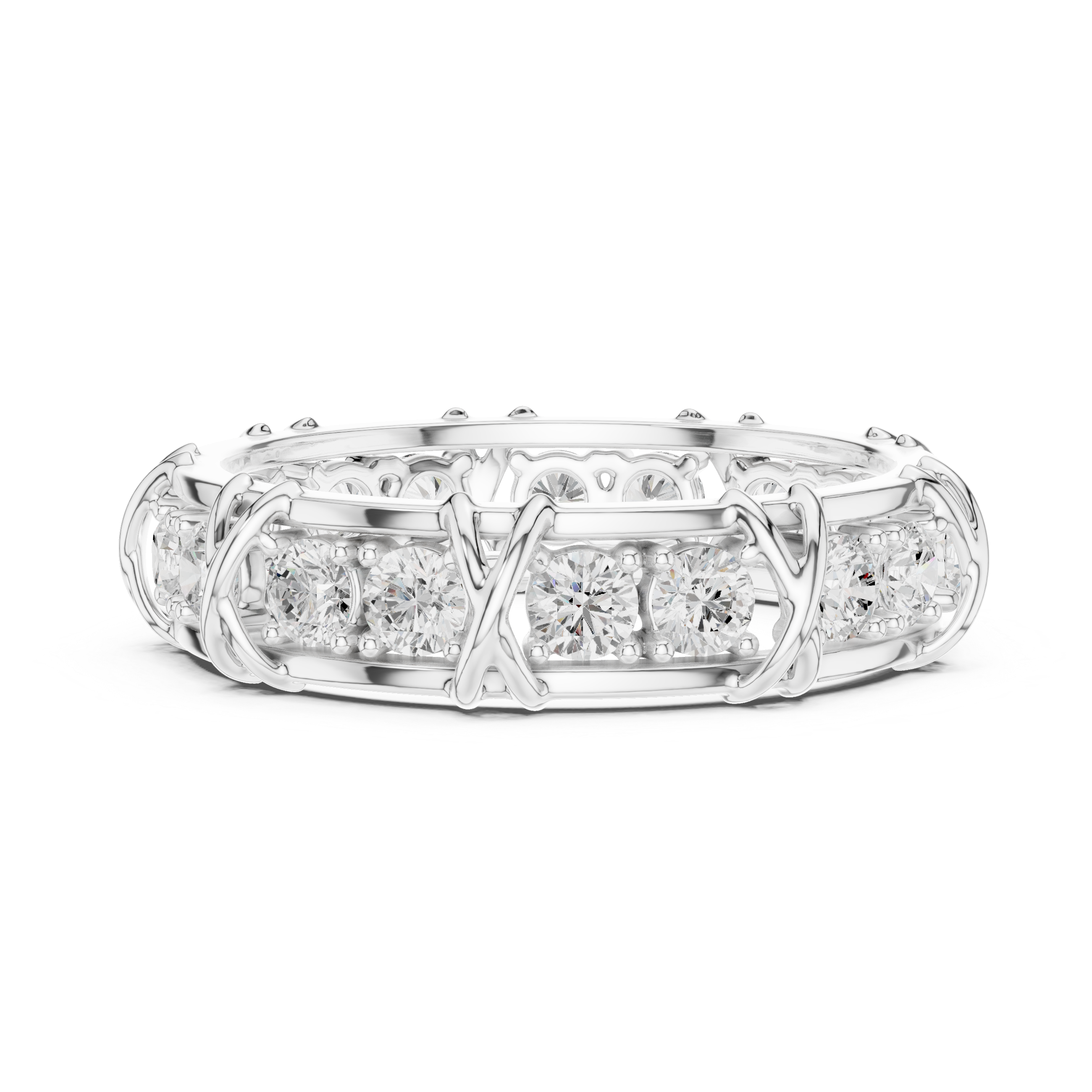 Round Cut Diamond Vintage Style Eternity Band Ring