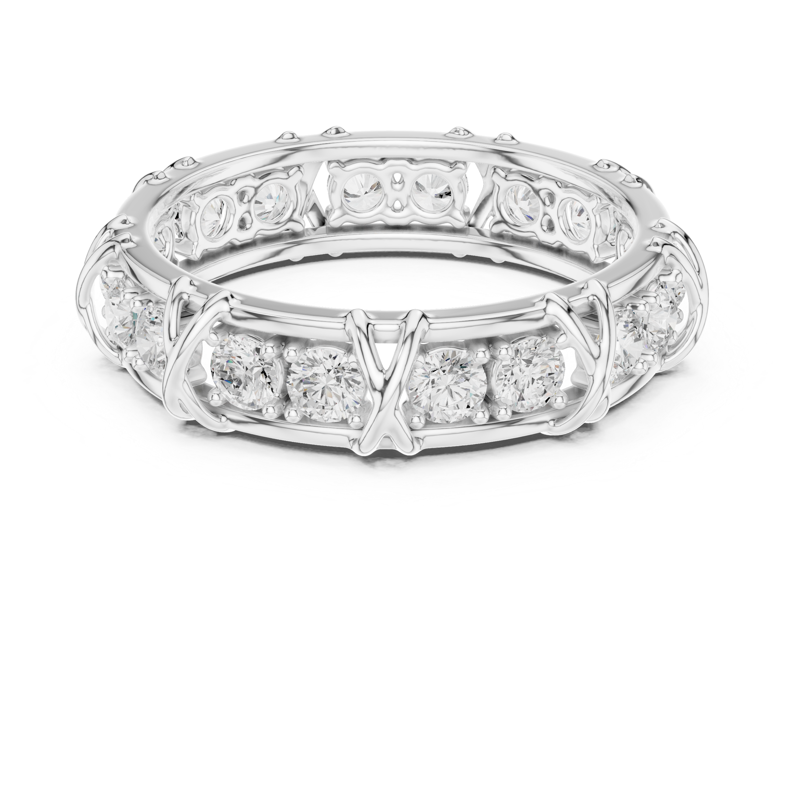 Round Cut Diamond Vintage Style Eternity Band Ring