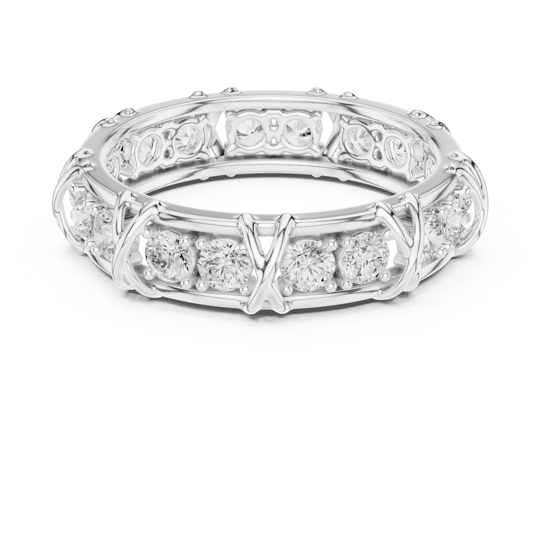 Round Cut Diamond Vintage Style Eternity Band Ring