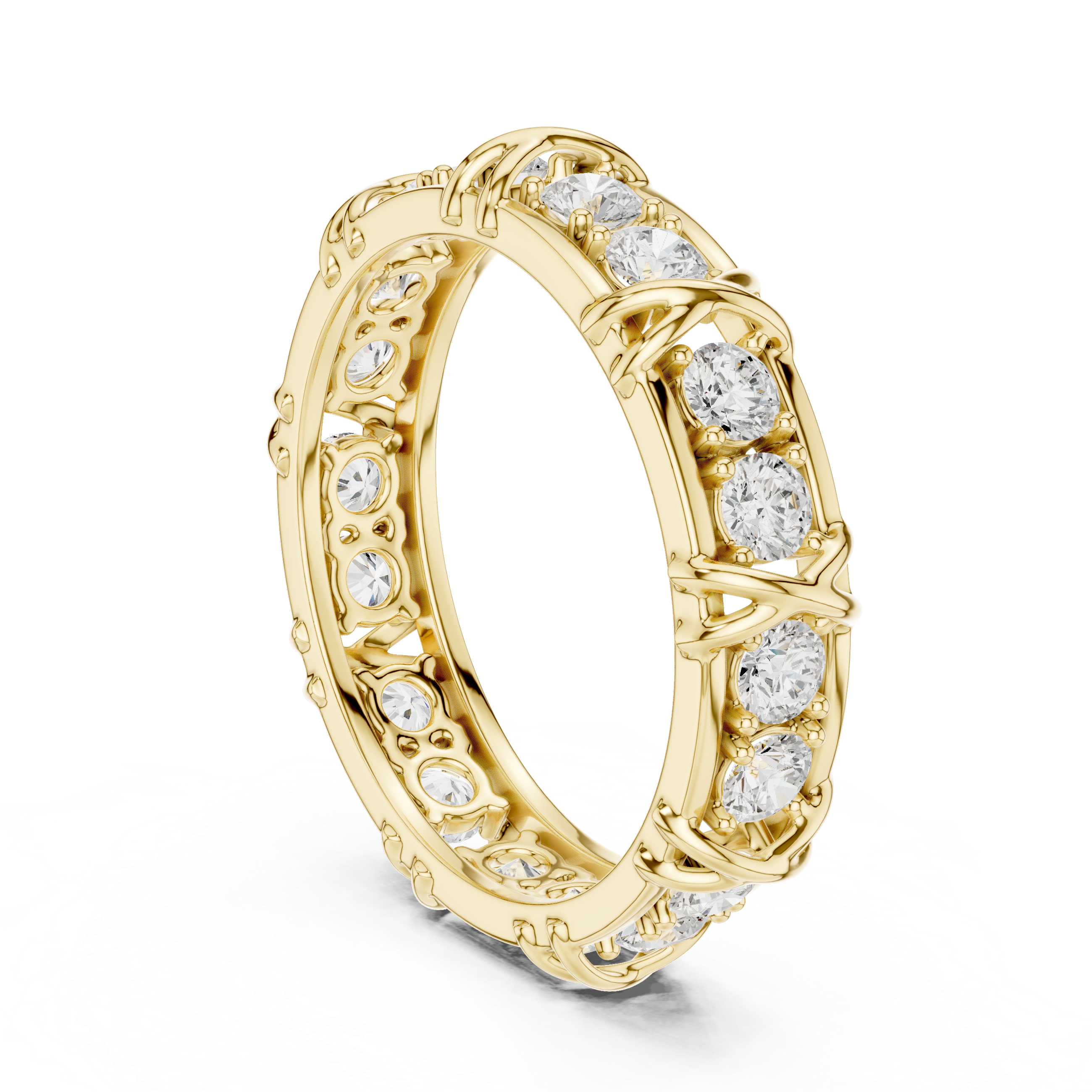 Round Cut Diamond Vintage Style Eternity Band Ring