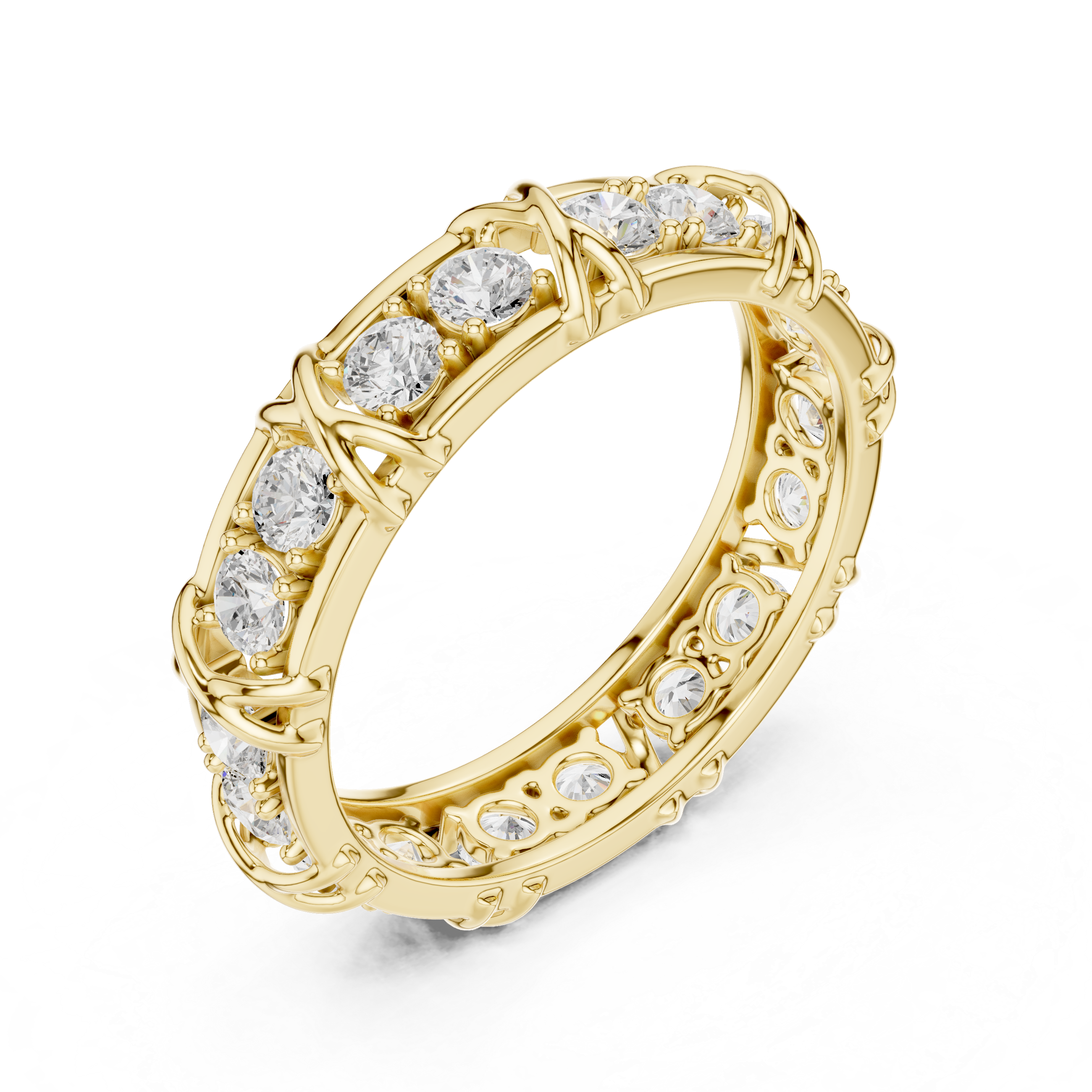 Round Cut Diamond Vintage Style Eternity Band Ring