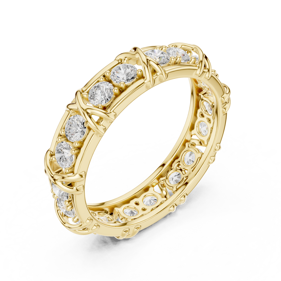 Round Cut Diamond Vintage Style Eternity Band Ring