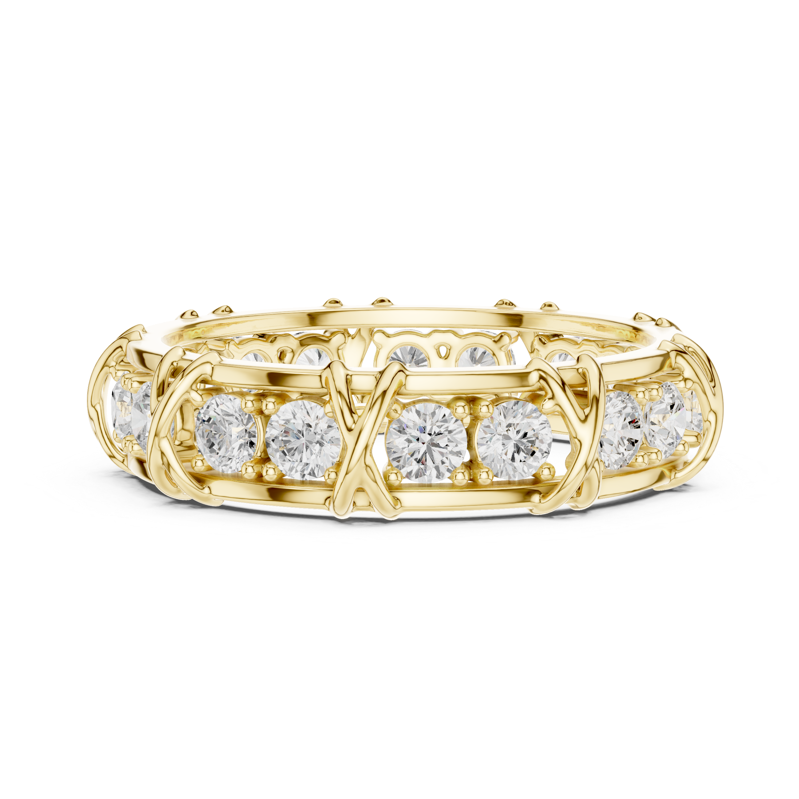 Round Cut Diamond Vintage Style Eternity Band Ring
