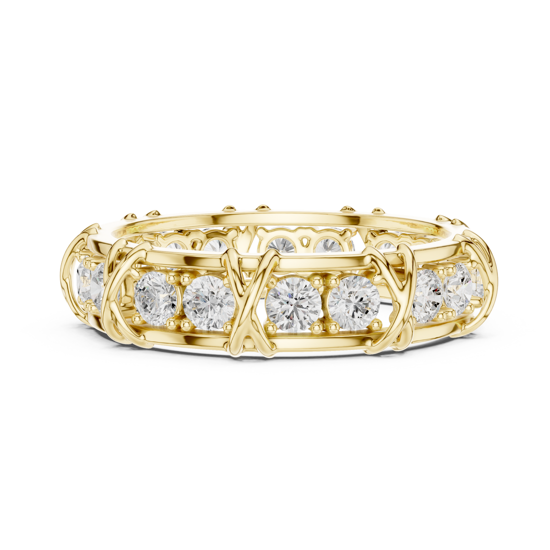 Round Cut Diamond Vintage Style Eternity Band Ring