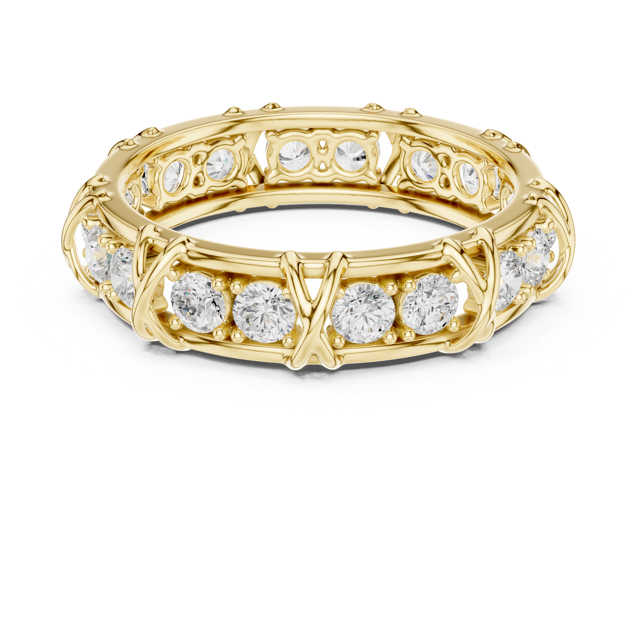 Round Cut Diamond Vintage Style Eternity Band Ring