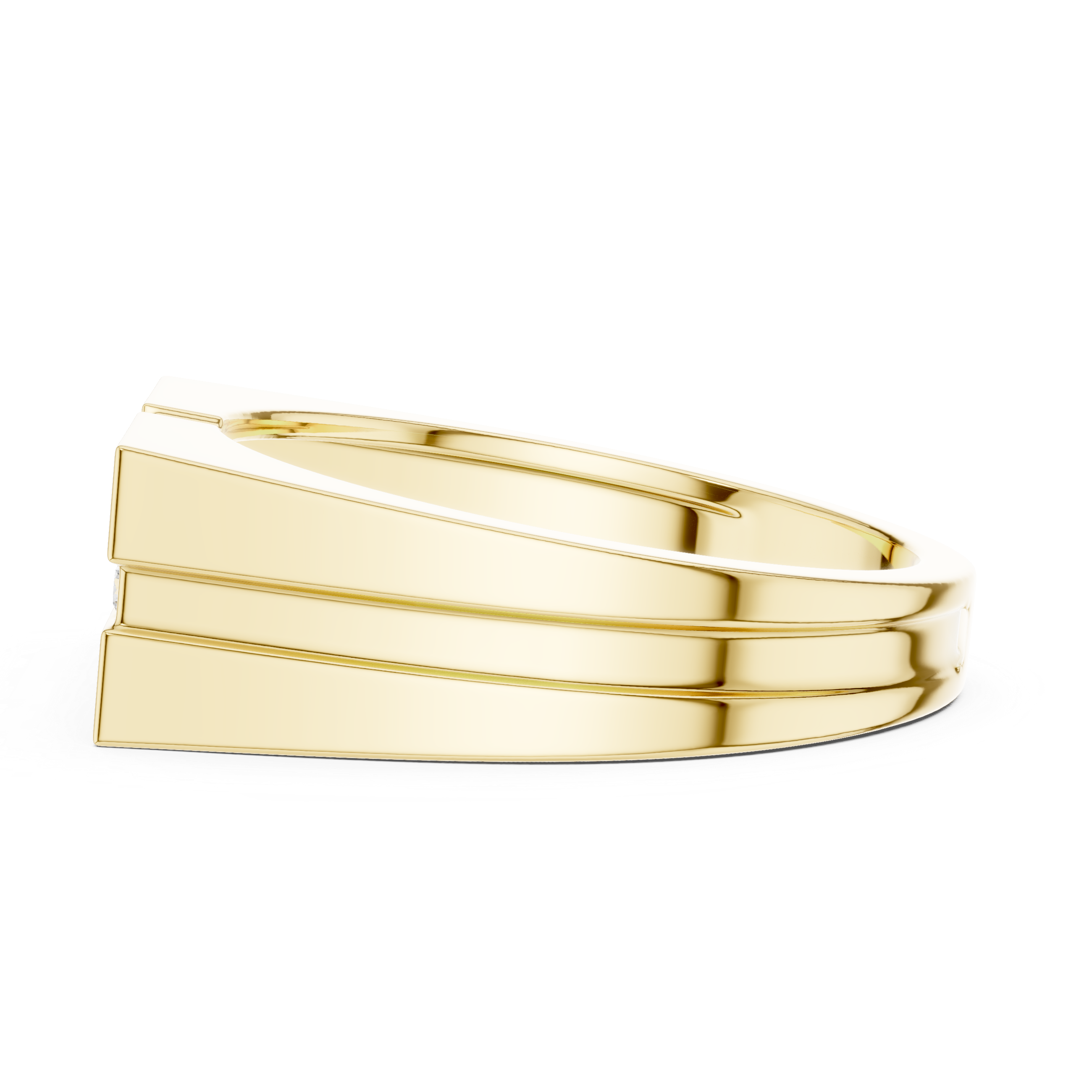 Princess Cut Diamond Center with Round Side Stone Geometric Band Design